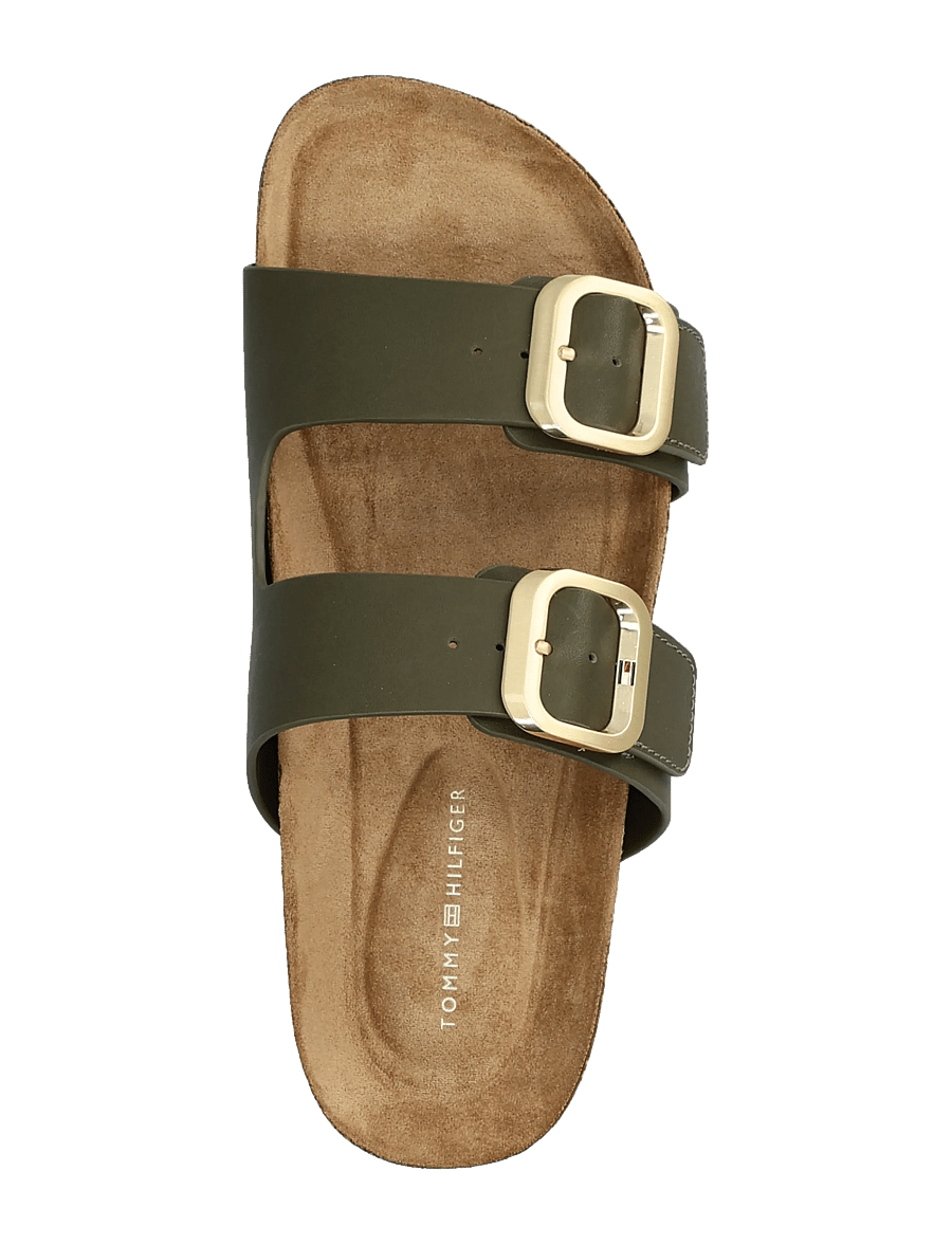 Tommy Hilfiger - TH CLASSIC CORK SANDAL LEATHER - flache sandalen - platinum olive - 3