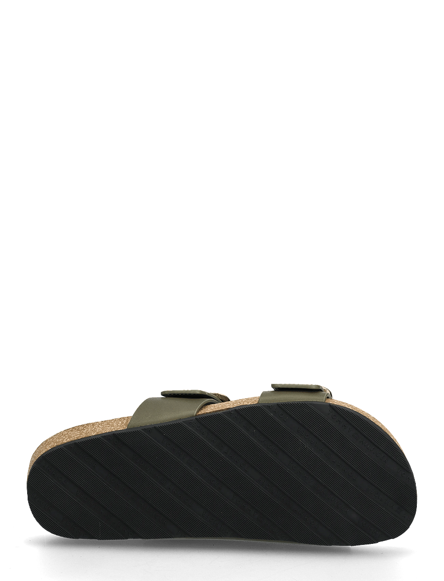 Tommy Hilfiger - TH CLASSIC CORK SANDAL LEATHER - flache sandalen - platinum olive - 4