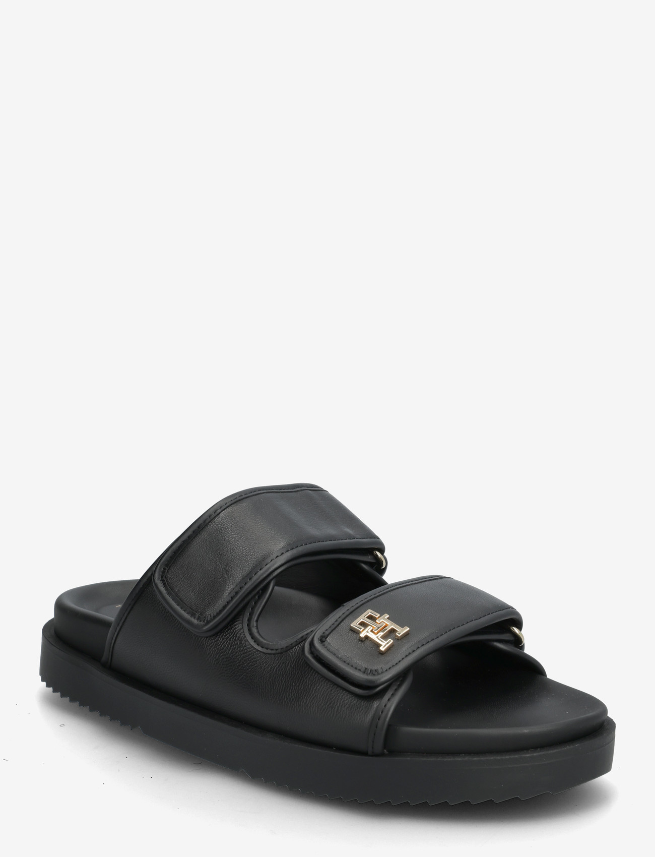 Tommy Hilfiger - DOUBLE STRAP LEATHER SANDAL - kontsata sandaalid - black - 0