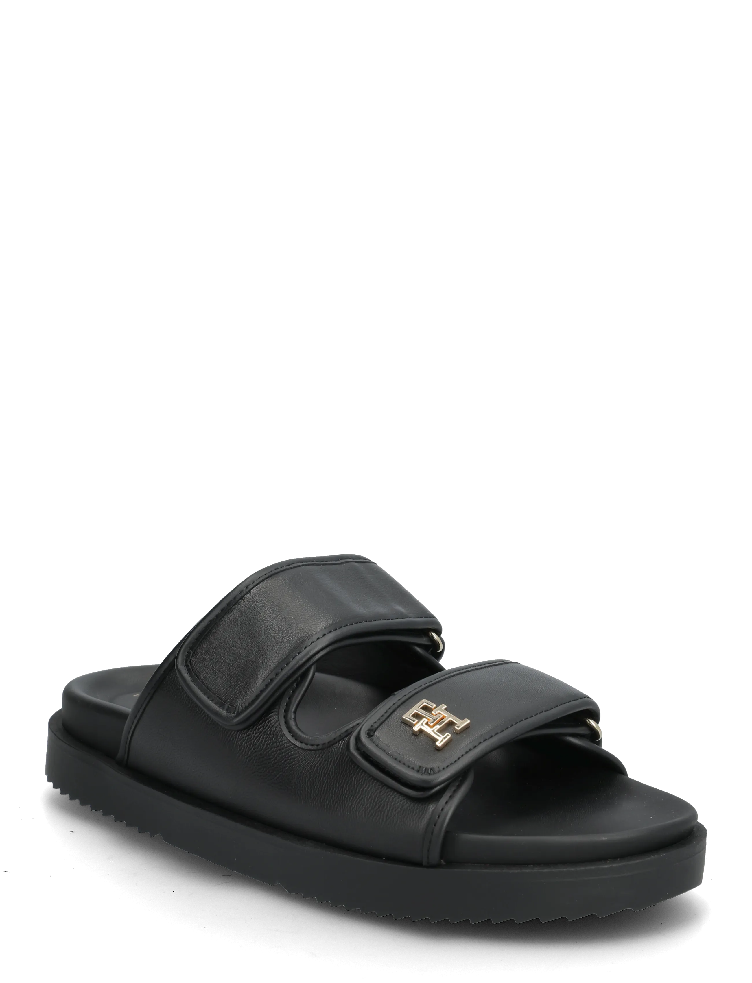 Tommy Hilfiger DOUBLE STRAP LEATHER SANDAL - Sandalen - BLACK / black