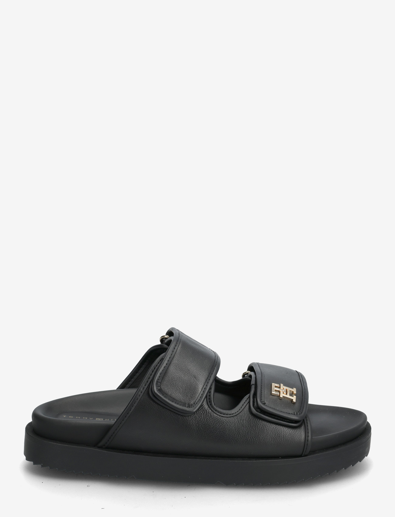 Tommy Hilfiger - DOUBLE STRAP LEATHER SANDAL - kontsata sandaalid - black - 1