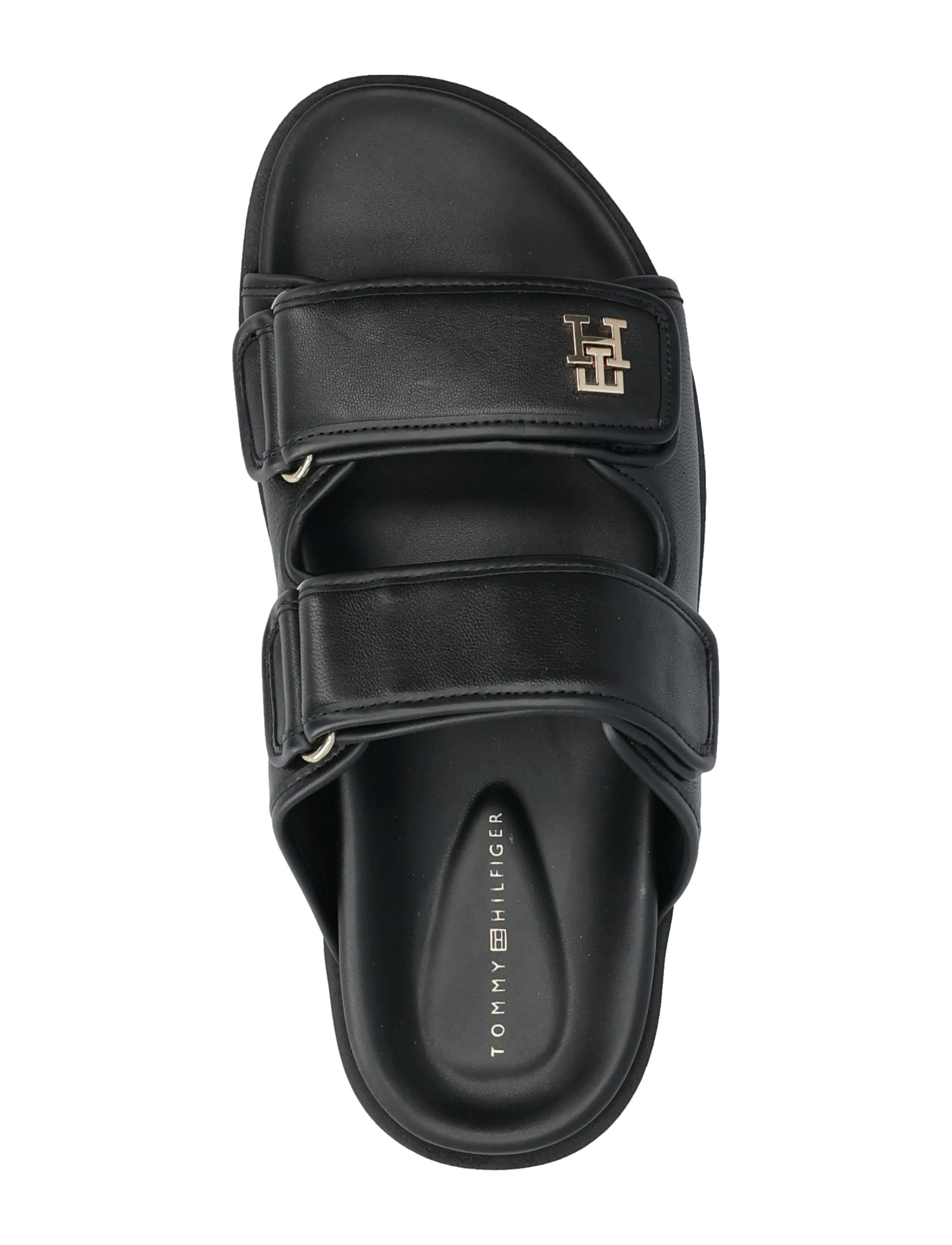 Tommy Hilfiger - DOUBLE STRAP LEATHER SANDAL - platte sandalen - black - 3