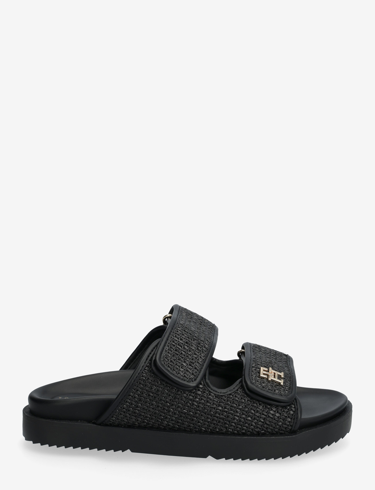 Tommy Hilfiger - DOUBLE STRAP RAFFIA SANDAL - flade sandaler - black - 1