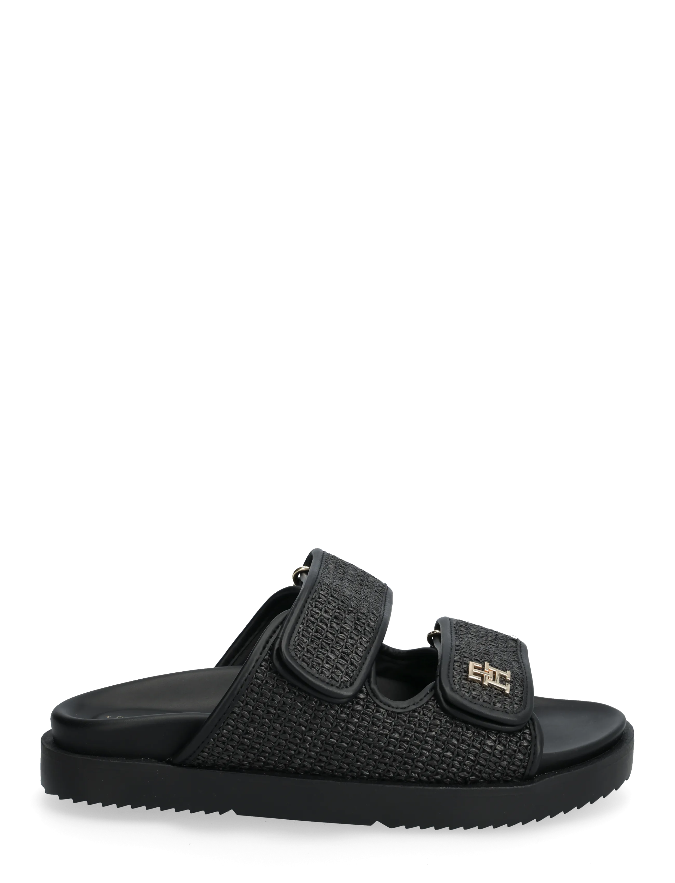 Tommy Hilfiger - DOUBLE STRAP RAFFIA SANDAL - kontsata sandaalid - black - 1