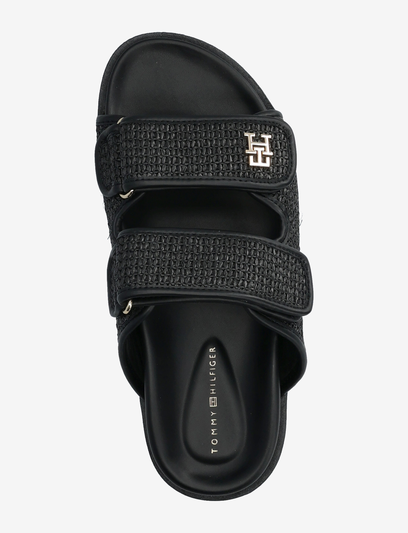 Tommy Hilfiger - DOUBLE STRAP RAFFIA SANDAL - flade sandaler - black - 3