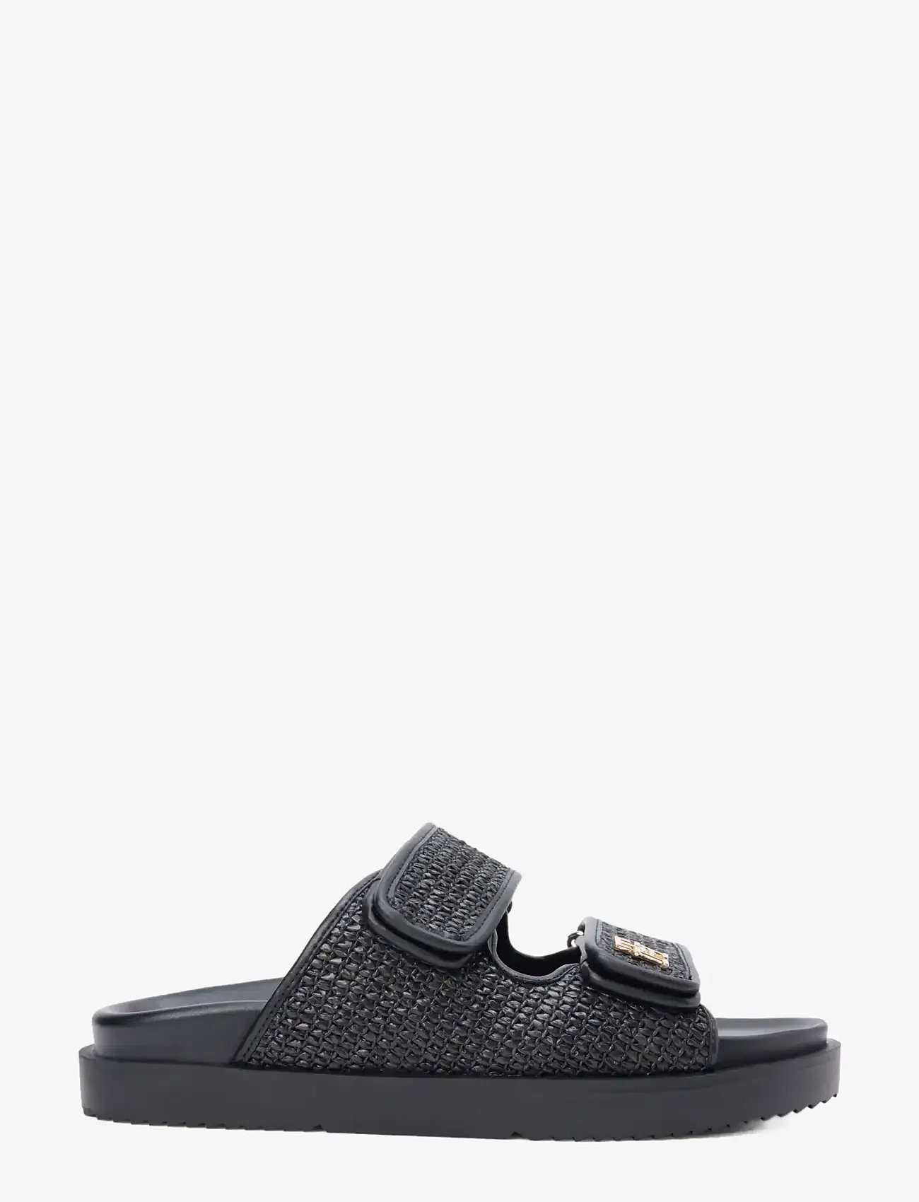 Tommy Hilfiger - DOUBLE STRAP RAFFIA SANDAL - flade sandaler - black - 5