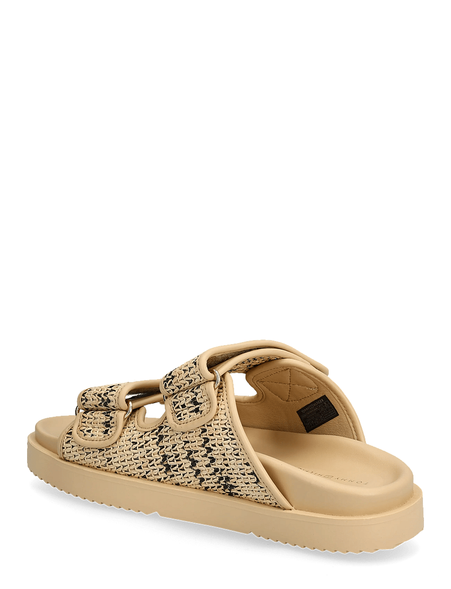Tommy Hilfiger - DOUBLE STRAP RAFFIA SANDAL - platta sandaler - natural black - 2