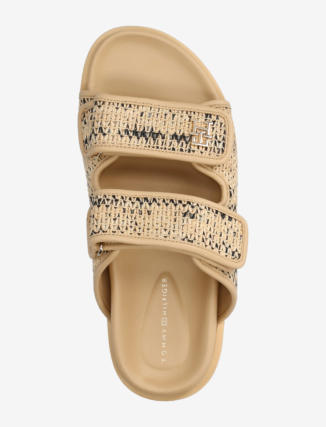 Tommy Hilfiger - DOUBLE STRAP RAFFIA SANDAL - flache sandalen - natural black - 3