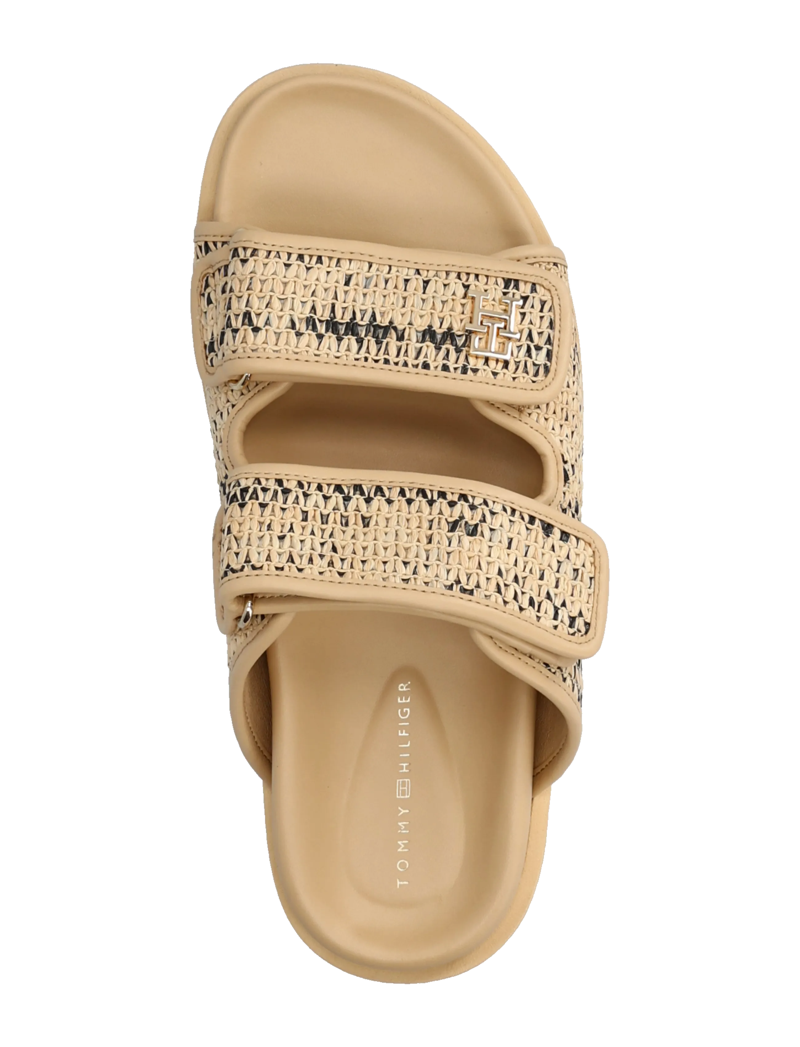 Tommy Hilfiger - DOUBLE STRAP RAFFIA SANDAL - flade sandaler - natural black - 3