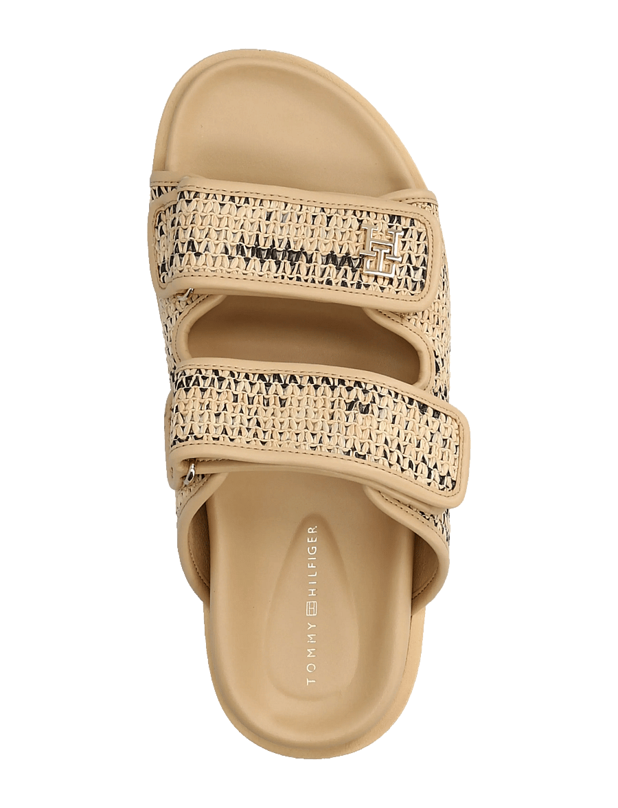 Tommy Hilfiger - DOUBLE STRAP RAFFIA SANDAL - platta sandaler - natural black - 3