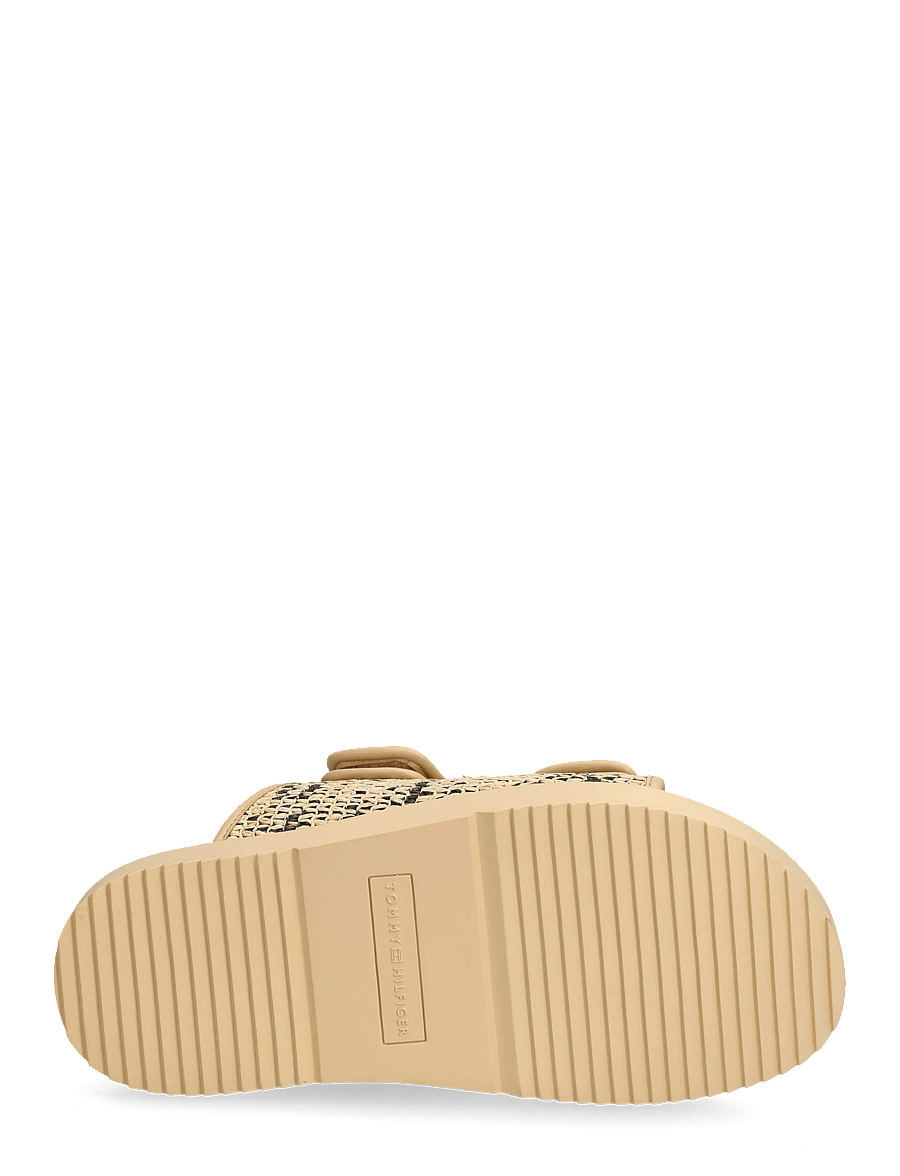 Tommy Hilfiger - DOUBLE STRAP RAFFIA SANDAL - platta sandaler - natural black - 4