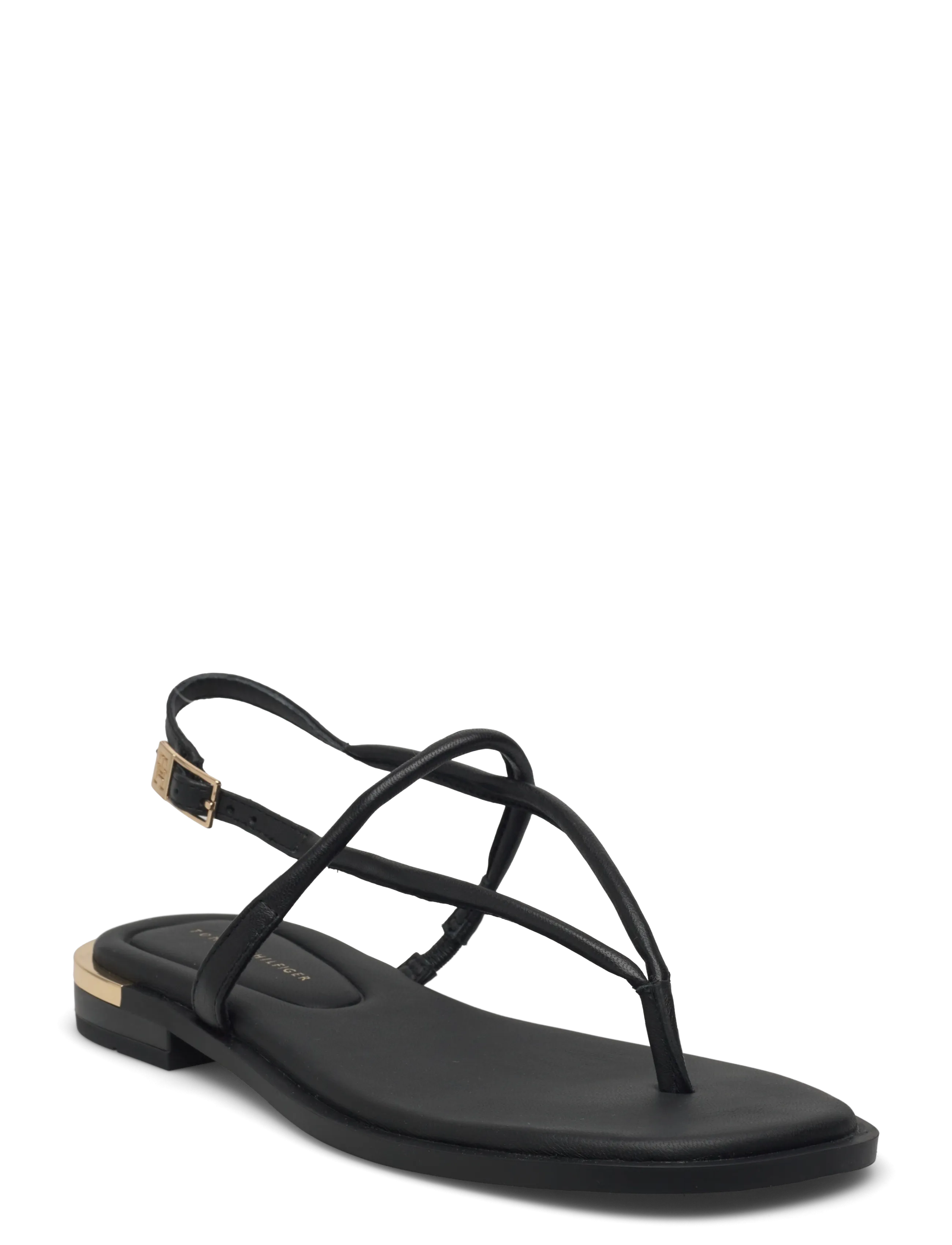 Tommy Hilfiger Gold Heel Dressy Sandal, 38, Black, Sandaler > Flade Sandals, Dame