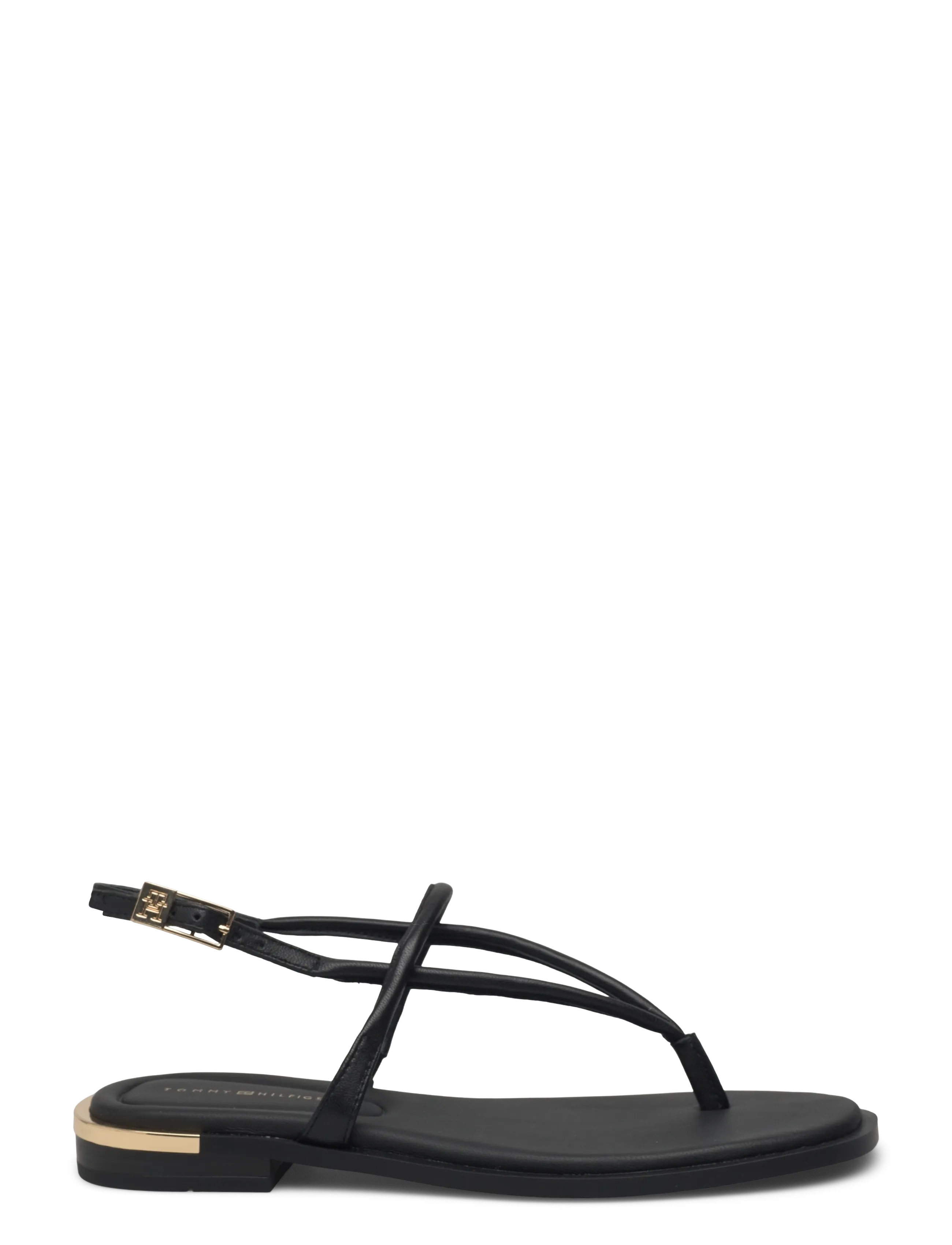 Tommy Hilfiger - GOLD HEEL DRESSY SANDAL - sandales plates - black - 1