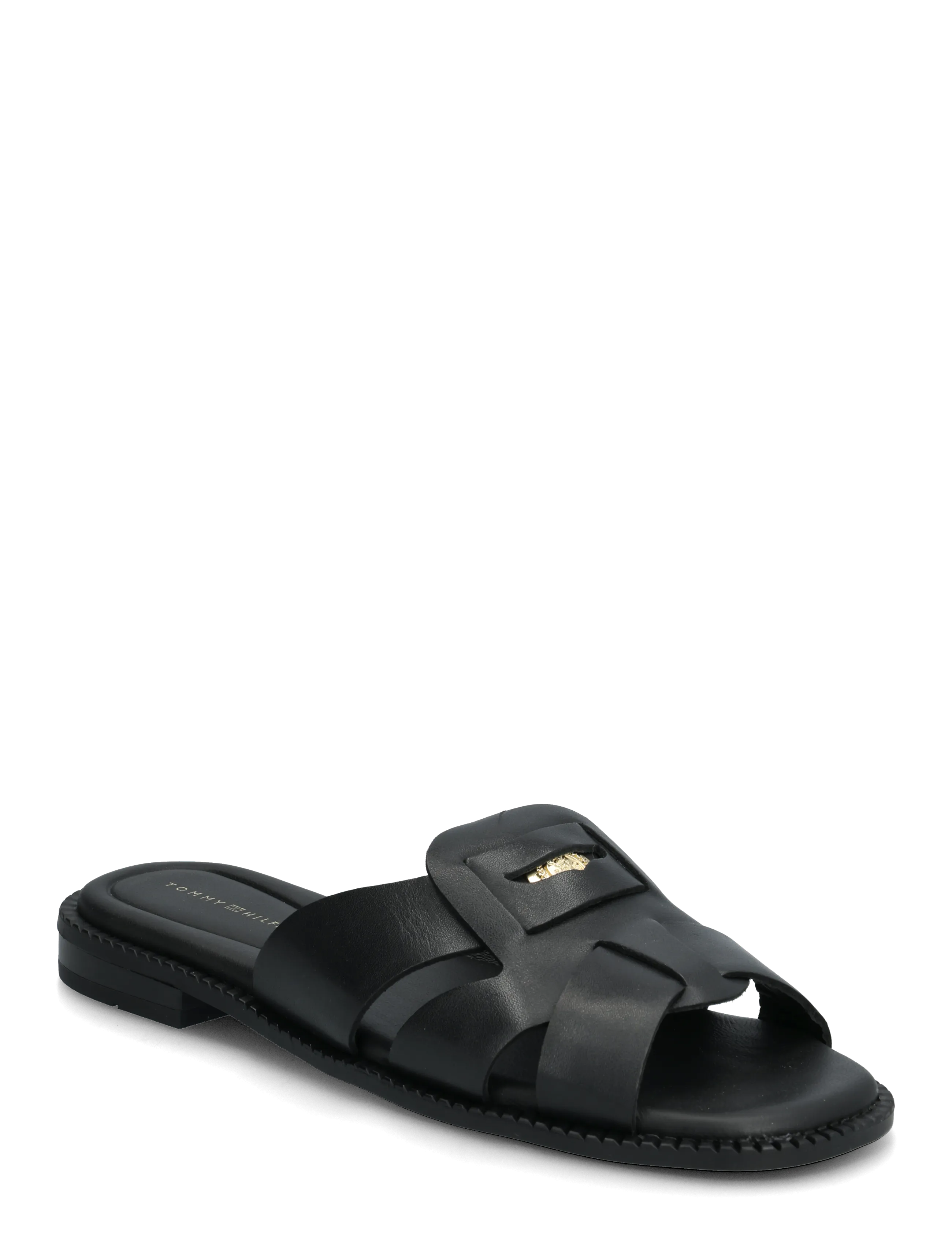 Tommy Hilfiger COIN LEATHER SANDAL - Kontsata sandaalid - BLACK / black
