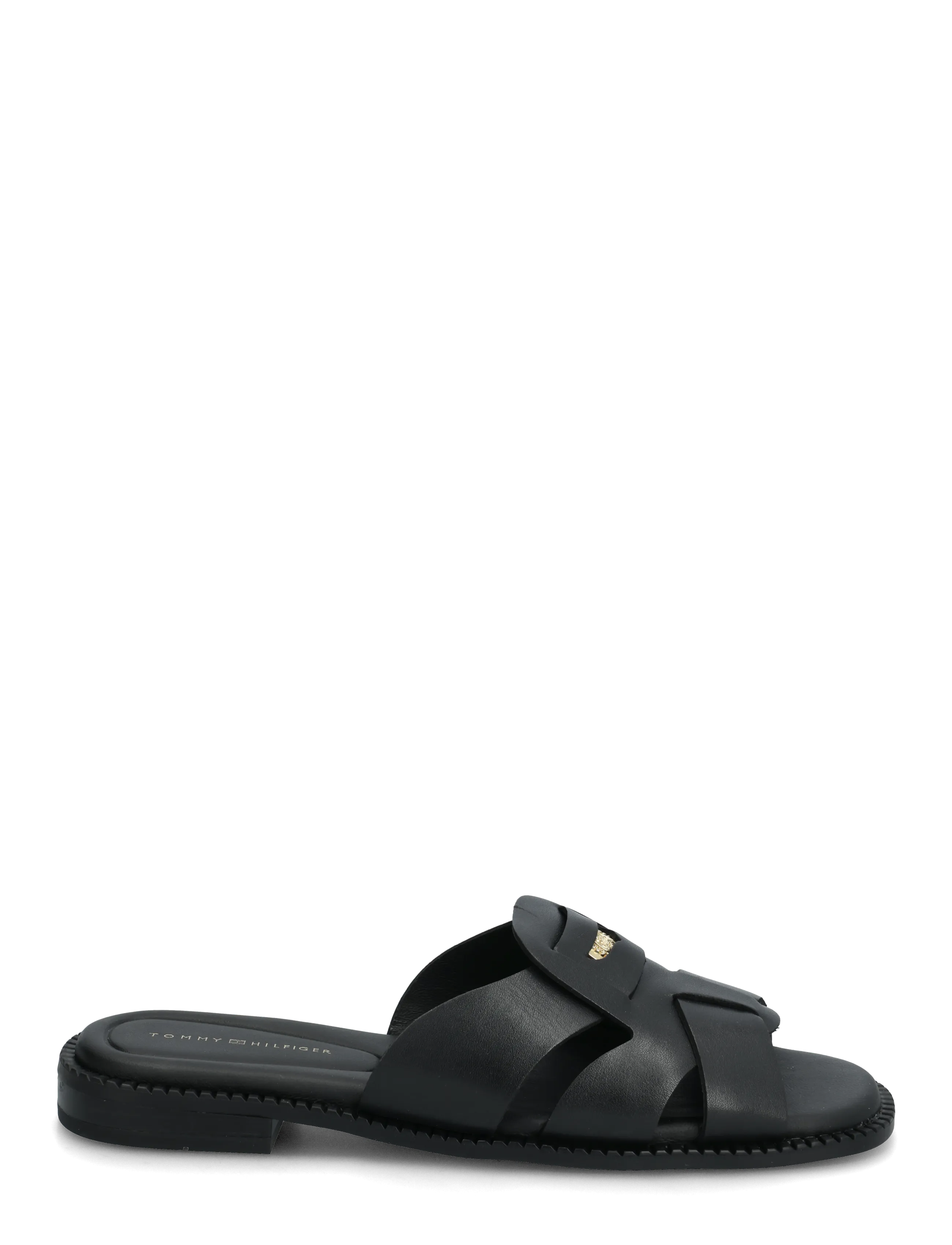 Tommy Hilfiger - COIN LEATHER SANDAL - flade sandaler - black - 1