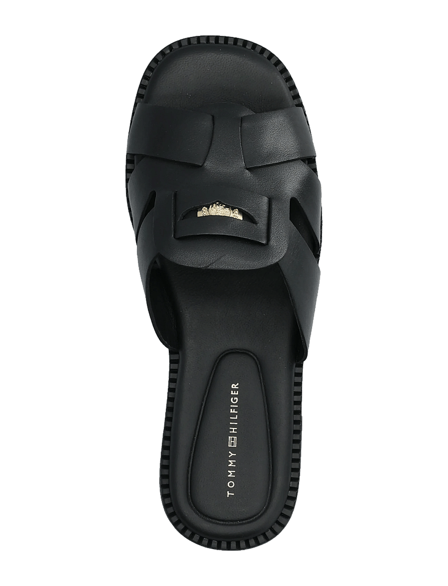 Tommy Hilfiger - COIN LEATHER SANDAL - flade sandaler - black - 3