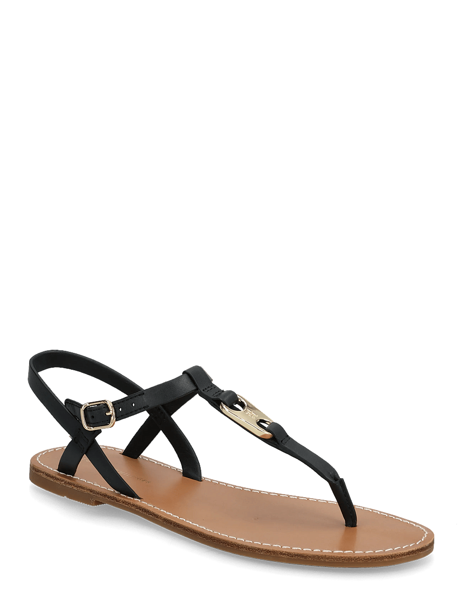 Tommy Hilfiger - LEATHER THONG SANDAL - madalad sandaalid - black - 0