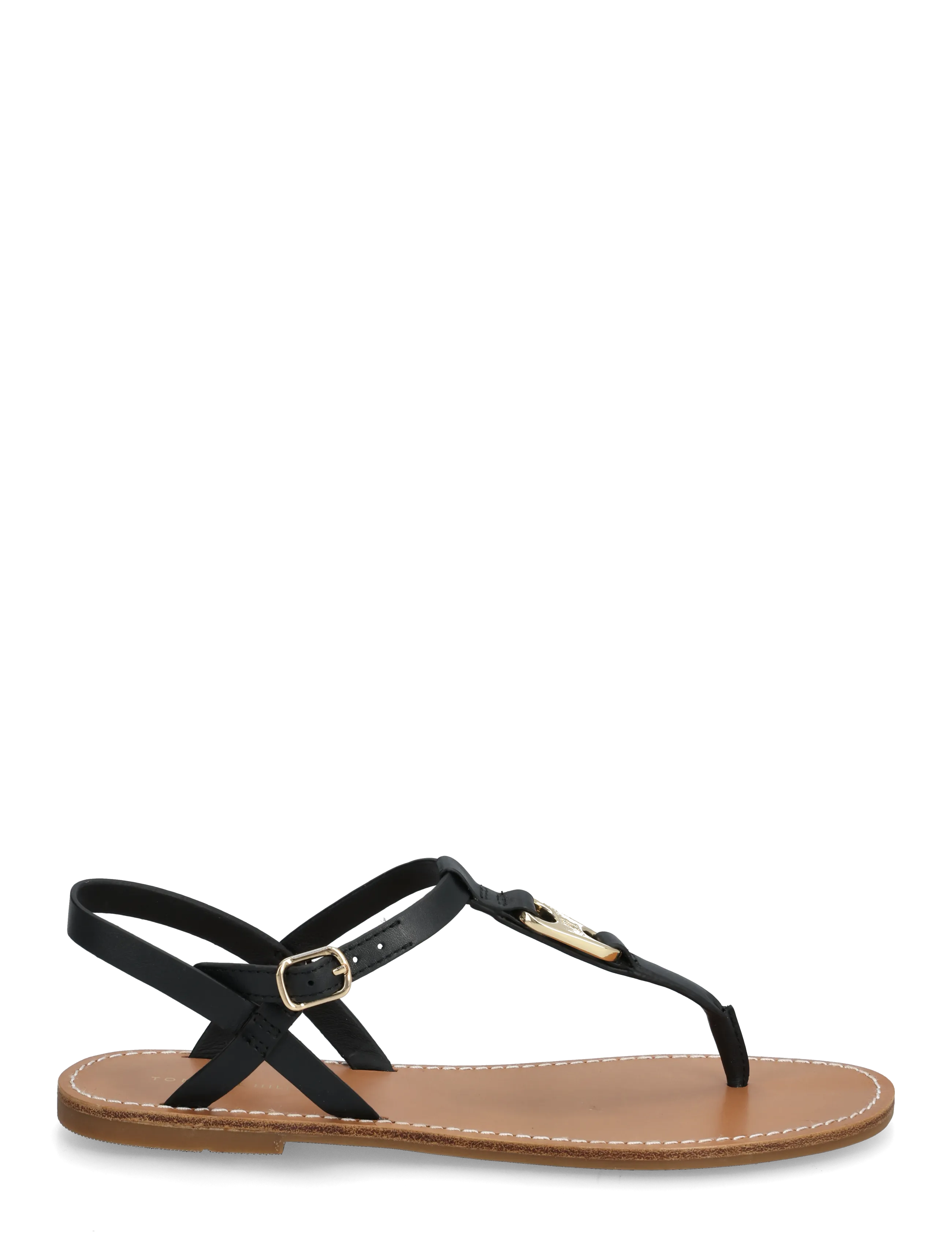 Tommy Hilfiger - LEATHER THONG SANDAL - flade sandaler - black - 1