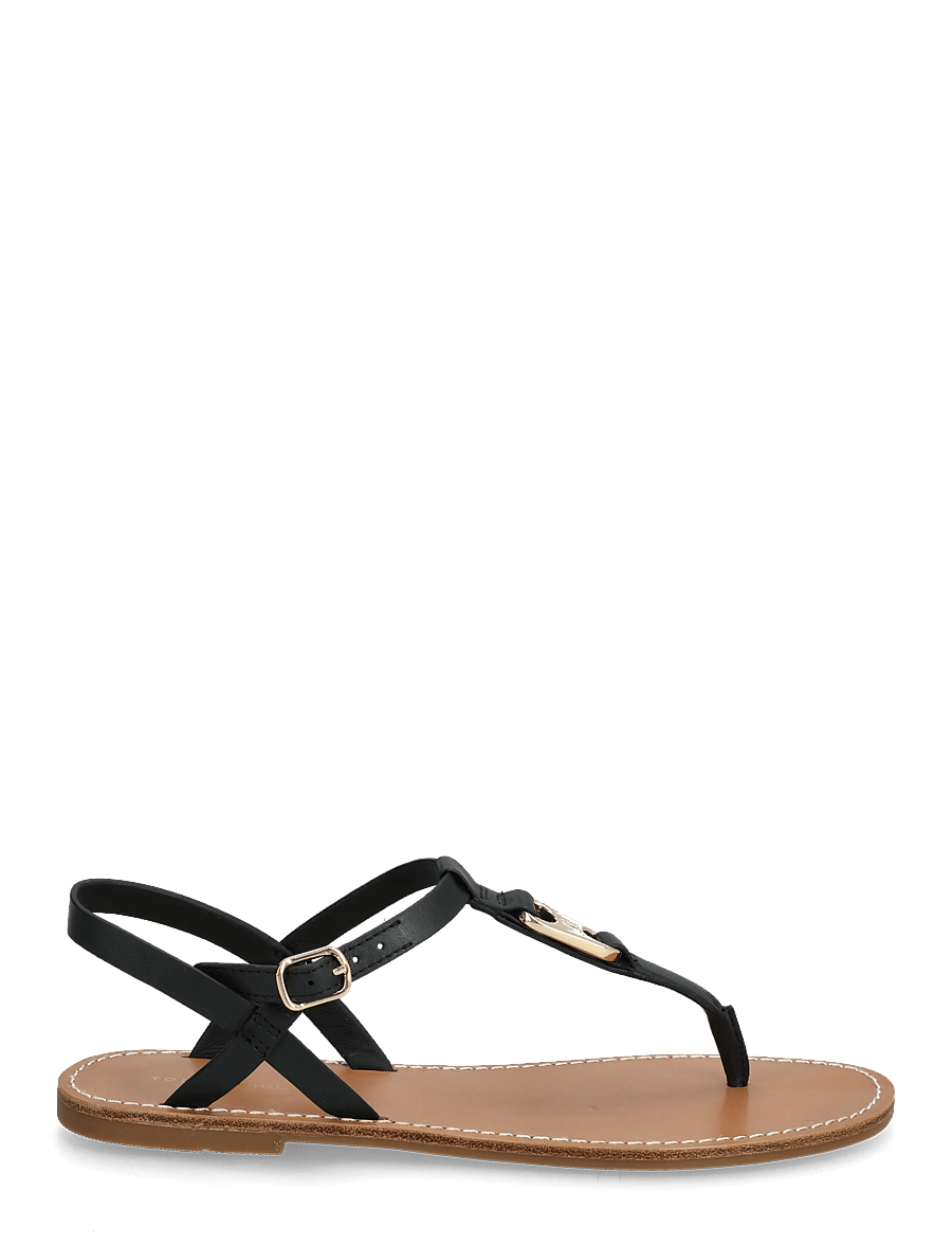 Tommy Hilfiger - LEATHER THONG SANDAL - madalad sandaalid - black - 1