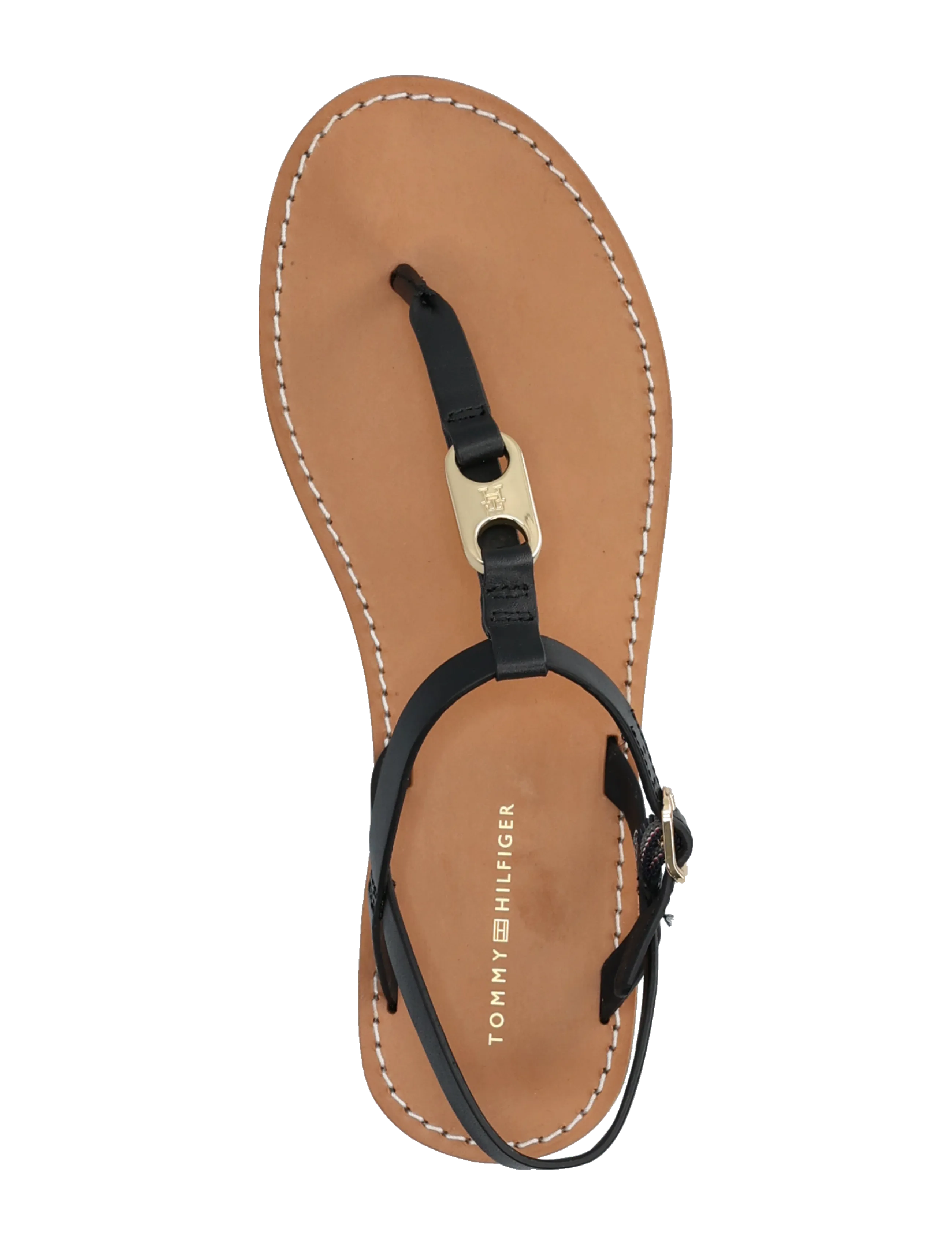 Tommy Hilfiger - LEATHER THONG SANDAL - flade sandaler - black - 3