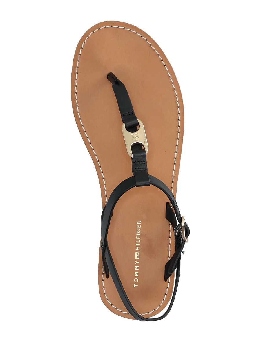 Tommy Hilfiger - LEATHER THONG SANDAL - madalad sandaalid - black - 3