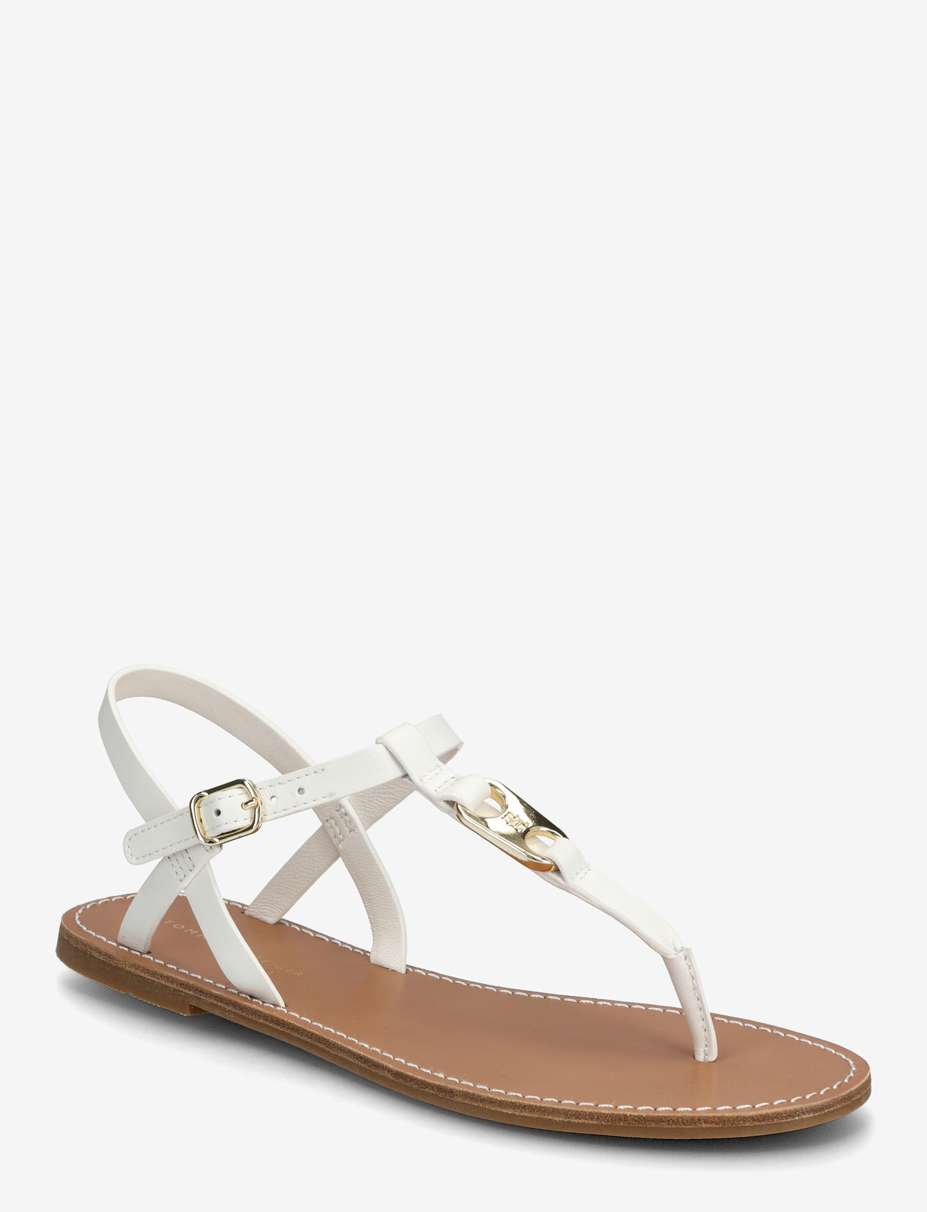 Tommy Hilfiger - LEATHER THONG SANDAL - flade sandaler - ecru - 0