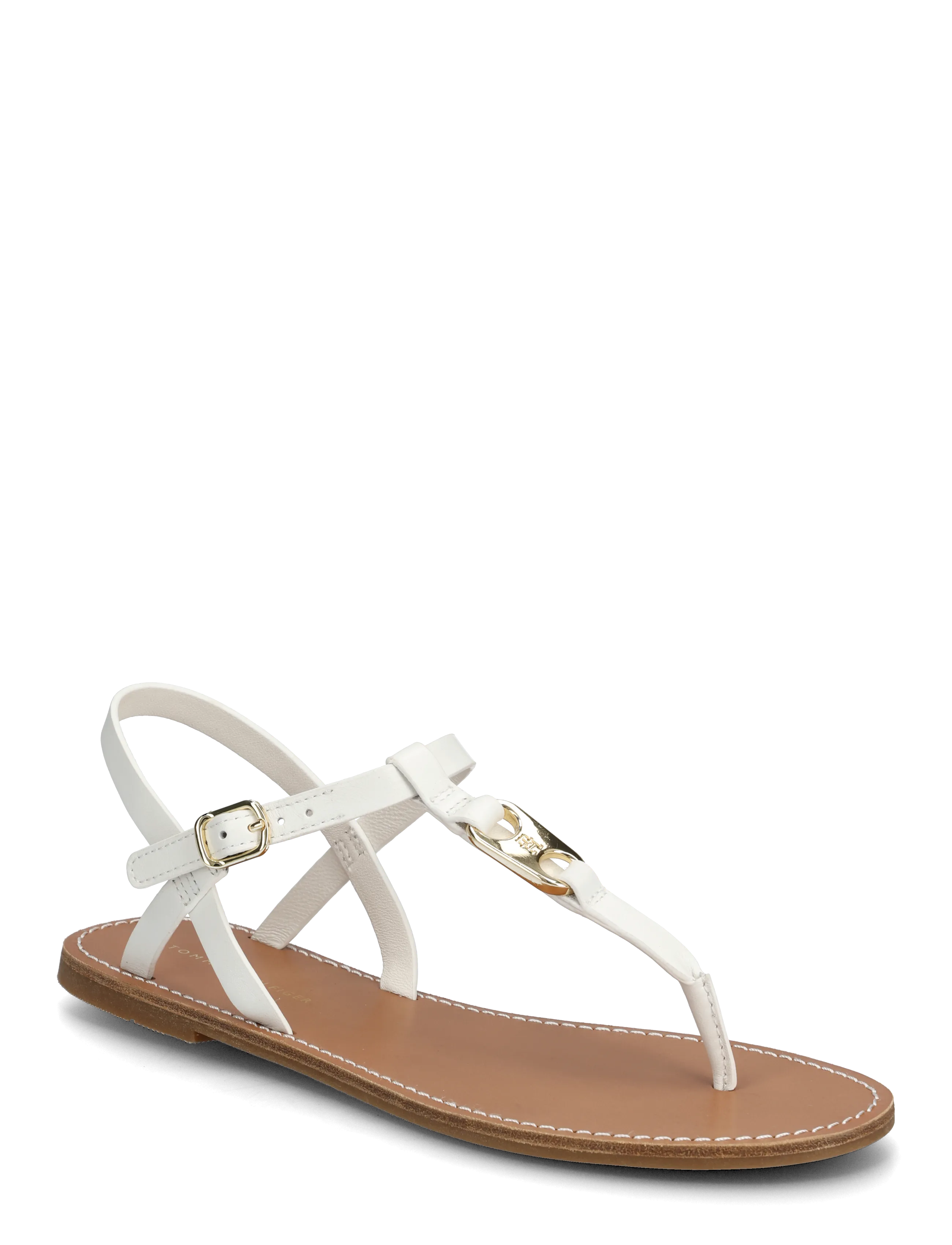 Tommy Hilfiger LEATHER THONG SANDAL - Sandals - ECRU / white