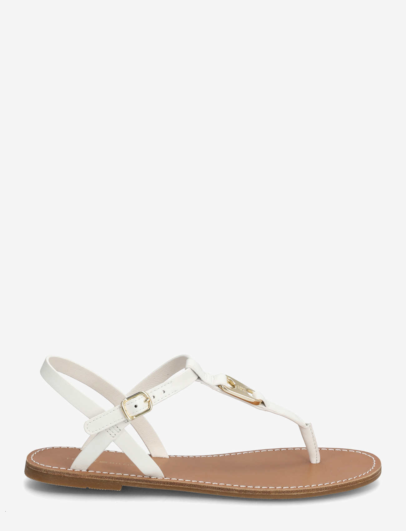 Tommy Hilfiger - LEATHER THONG SANDAL - flade sandaler - ecru - 1