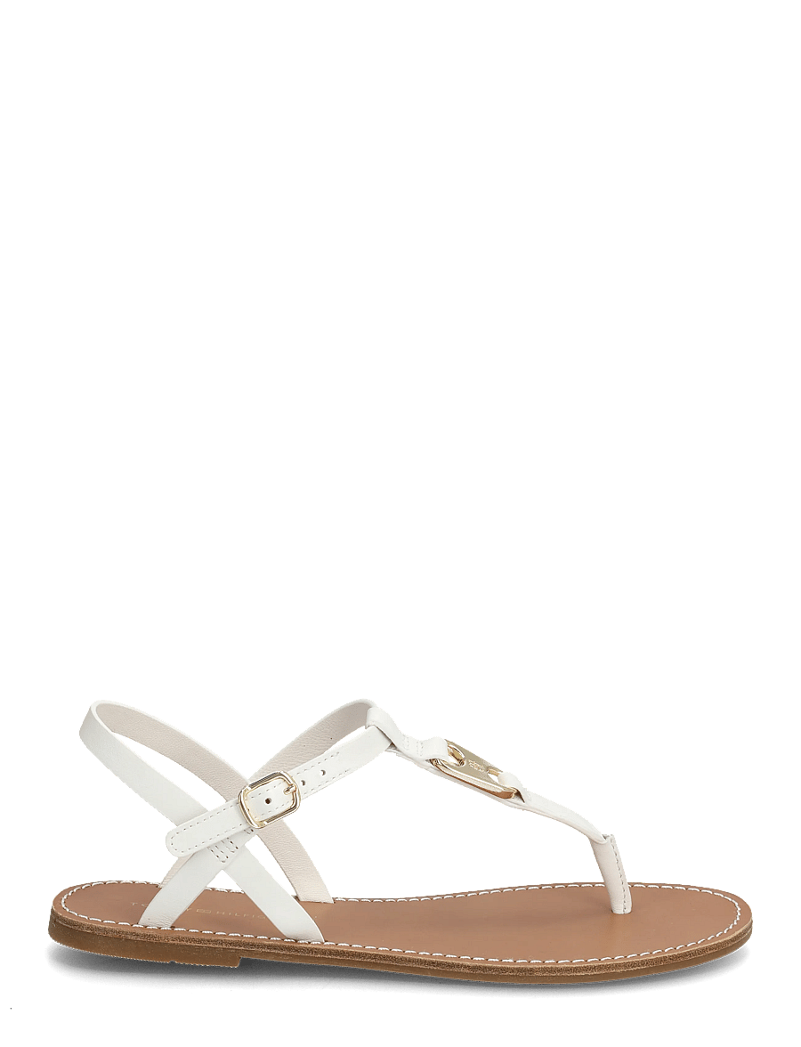 Tommy Hilfiger - LEATHER THONG SANDAL - flache sandalen - ecru - 1