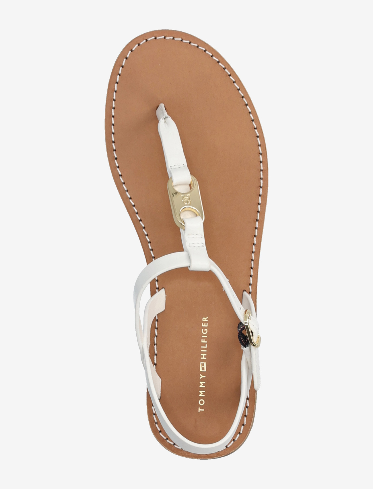Tommy Hilfiger - LEATHER THONG SANDAL - flade sandaler - ecru - 3