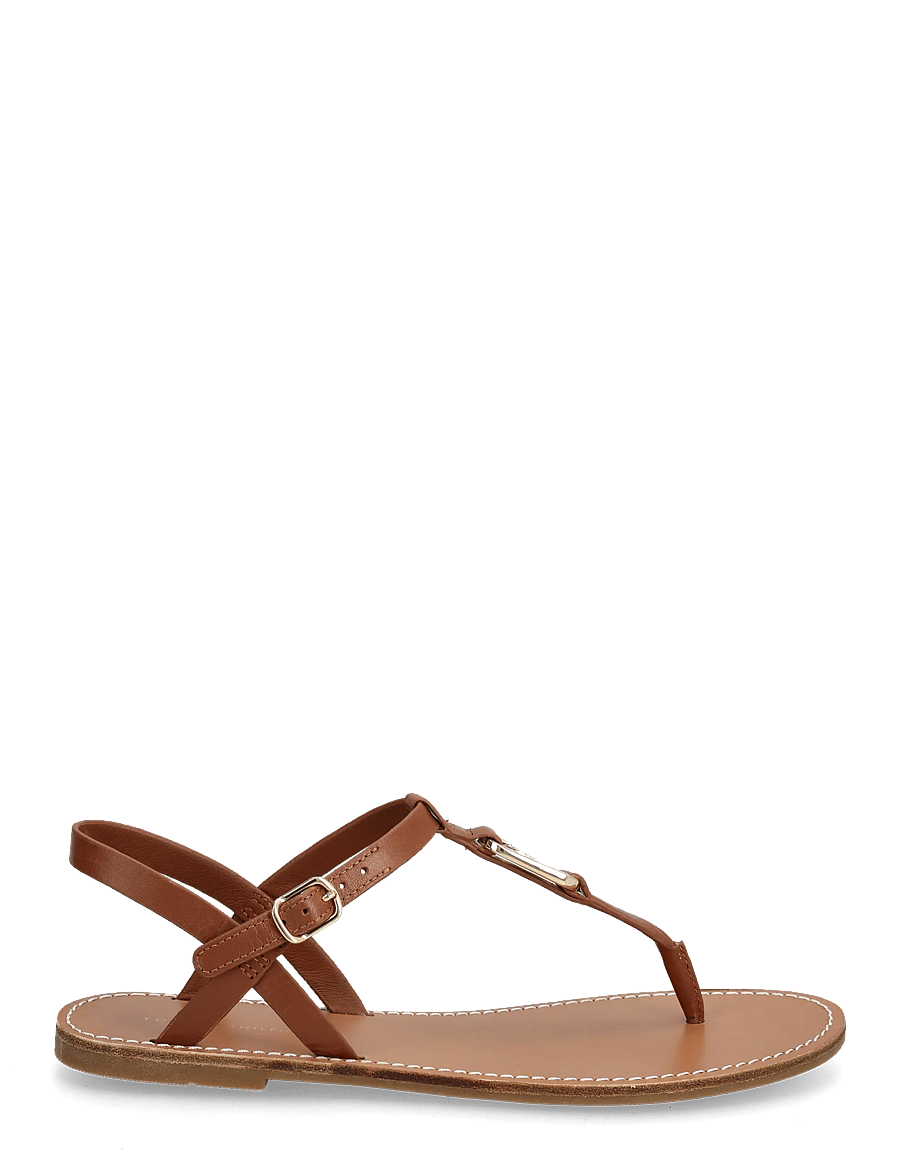 Tommy Hilfiger - LEATHER THONG SANDAL - flache sandalen - warm bronze - 1