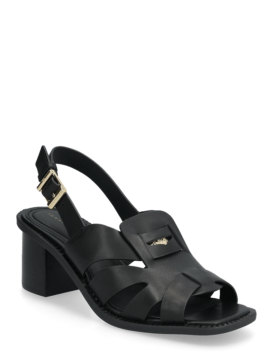 Tommy Hilfiger - CROSS BLOCKED HEEL SANDAL - sandaletten - black - 0