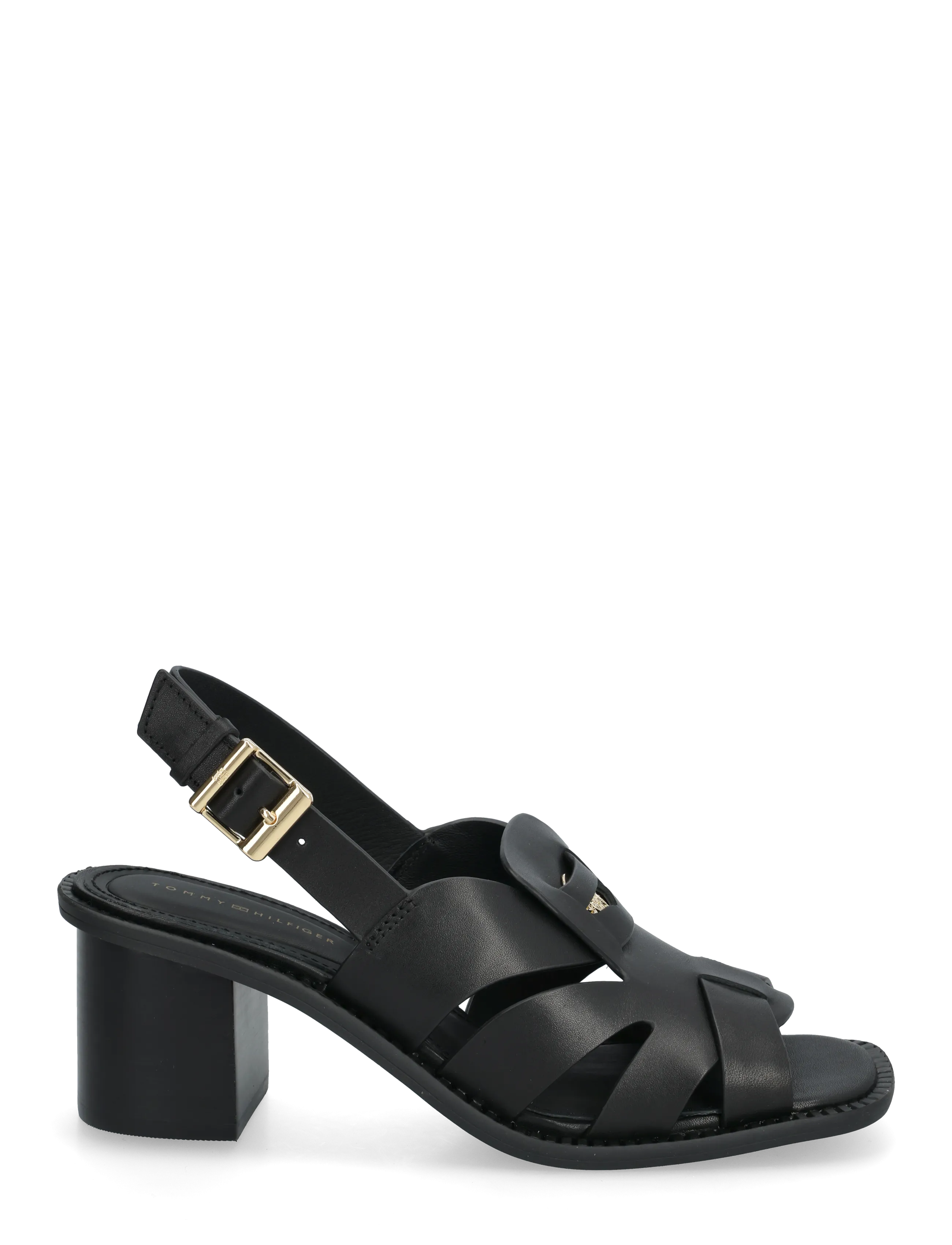 Tommy Hilfiger - CROSS BLOCKED HEEL SANDAL - sandaler med hæl - black - 1