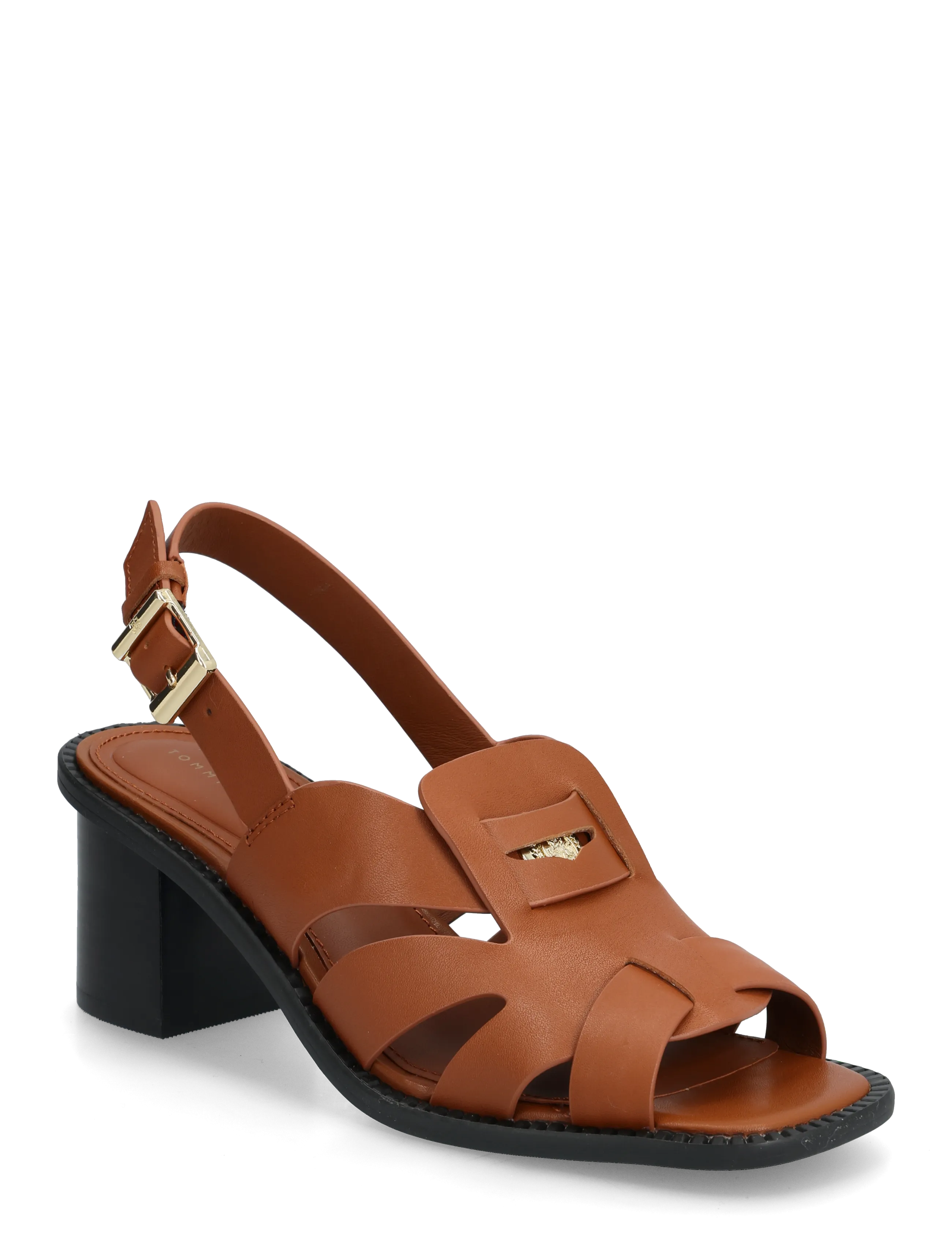 Tommy Hilfiger CROSS BLOCKED HEEL SANDAL - Kollektioner - WARM BRONZE / brown
