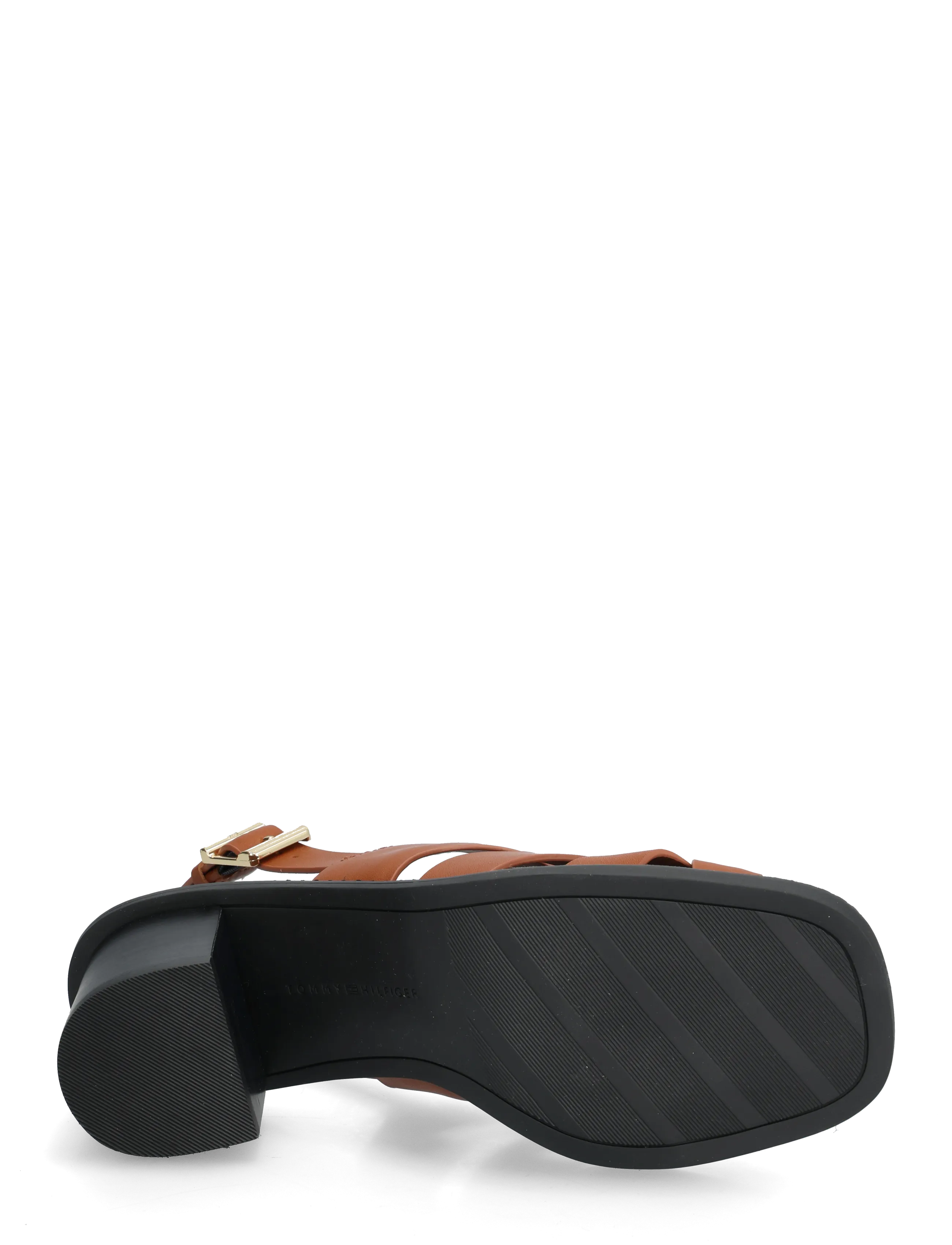 Tommy Hilfiger - CROSS BLOCKED HEEL SANDAL - sandaler med hæl - warm bronze - 4
