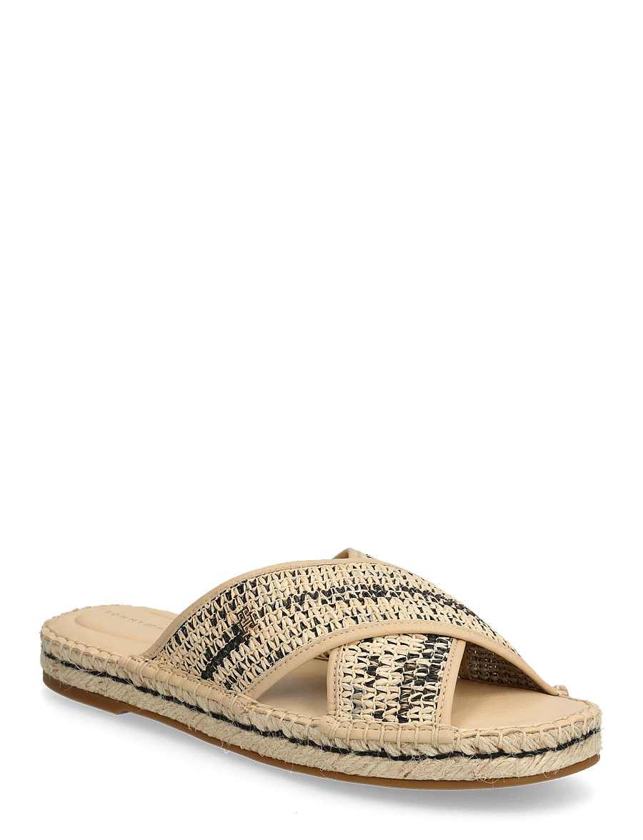 Tommy Hilfiger - ESPADRILLE MULE SANDAL RAFFIA - flache pantoletten - natural black - 0