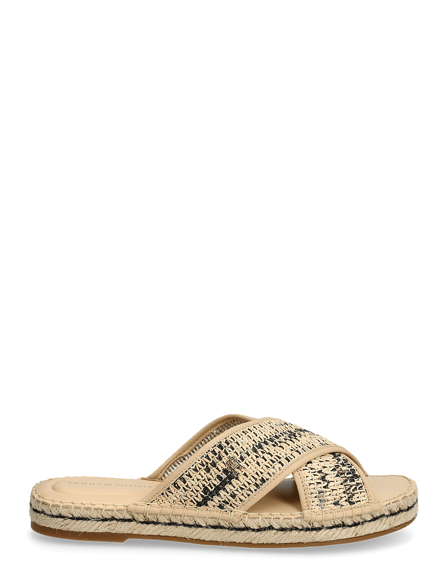 Tommy Hilfiger - ESPADRILLE MULE SANDAL RAFFIA - flache pantoletten - natural black - 1