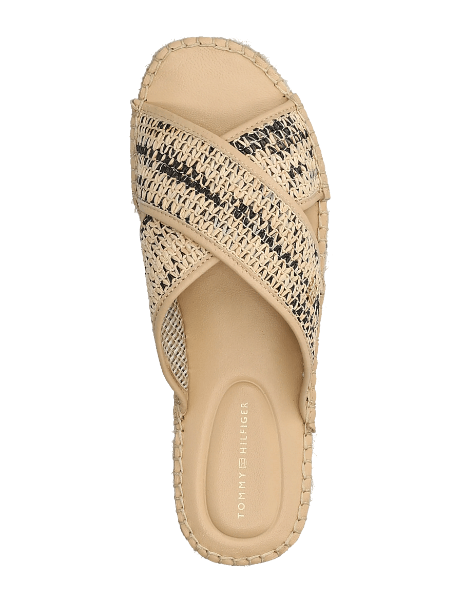 Tommy Hilfiger - ESPADRILLE MULE SANDAL RAFFIA - flache pantoletten - natural black - 3