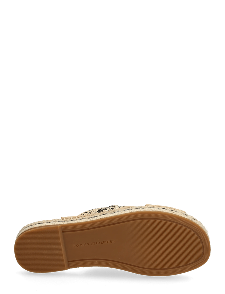 Tommy Hilfiger - ESPADRILLE MULE SANDAL RAFFIA - flache pantoletten - natural black - 4