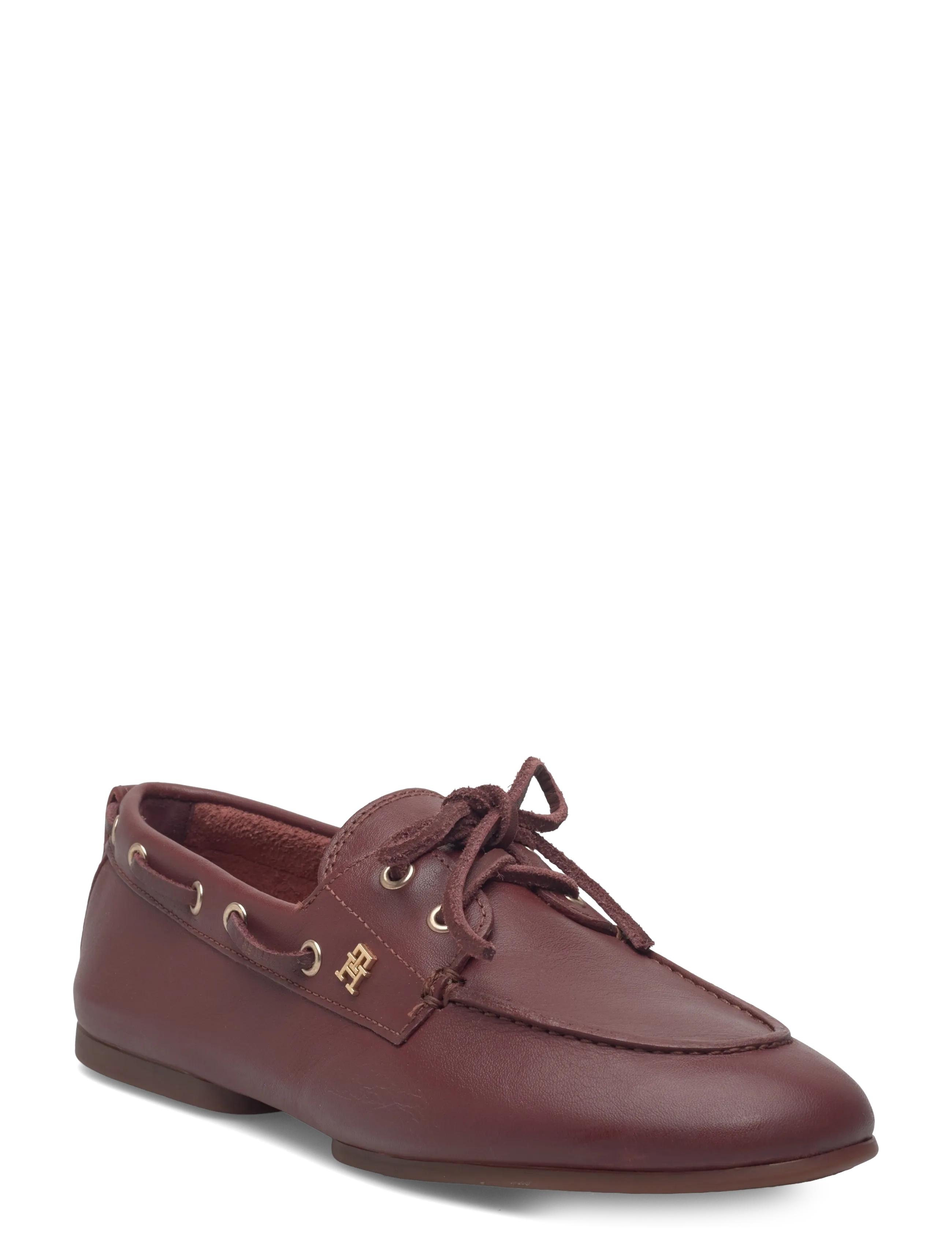 Tommy Hilfiger TH SLEEK LEATHER BOAT SHOE - Bootsschuhe - CHERRY CHESTNUT / burgundy