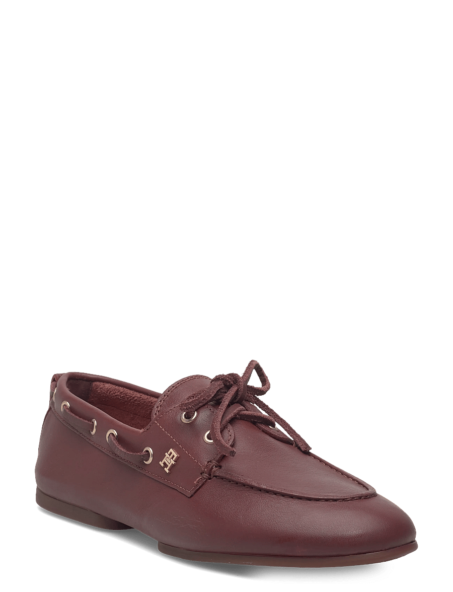 Tommy Hilfiger - TH SLEEK LEATHER BOAT SHOE - mokasinai - cherry chestnut - 0