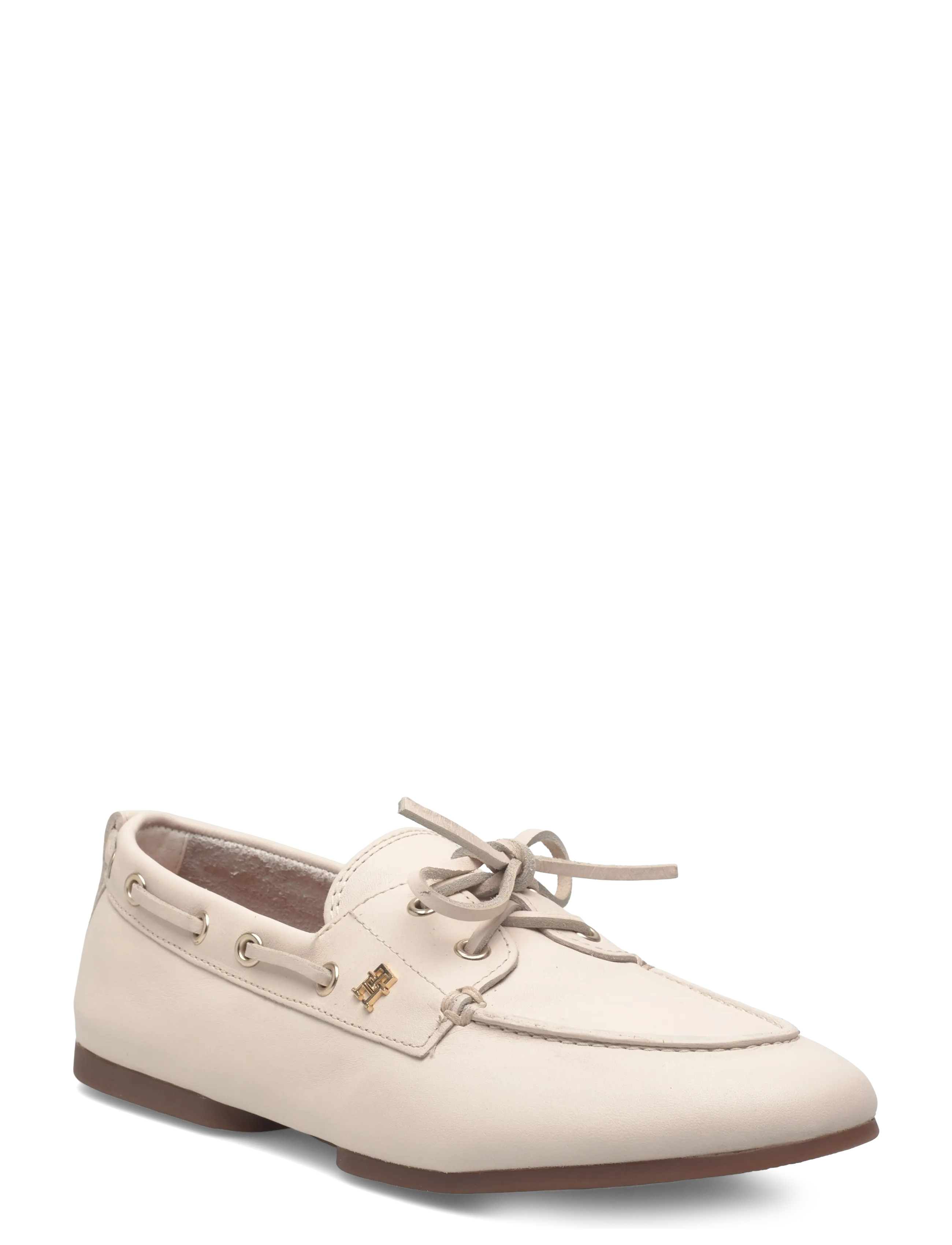 Tommy Hilfiger TH SLEEK LEATHER BOAT SHOE - Boat shoes - SOFT CREAM / cream