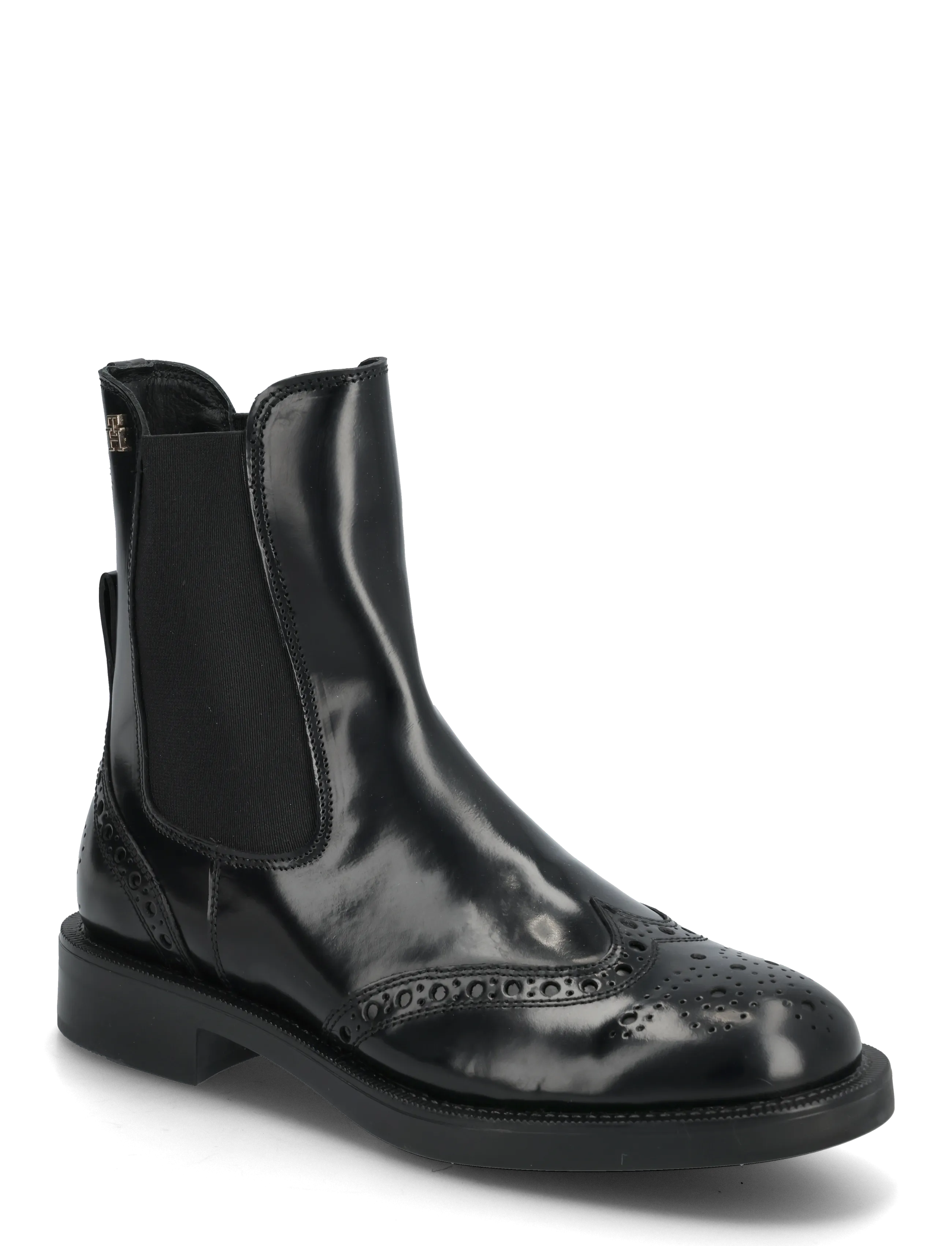 Tommy Hilfiger BROGUE LEATHER CHELSEA BOOT - Transitional Layering - BLACK / black