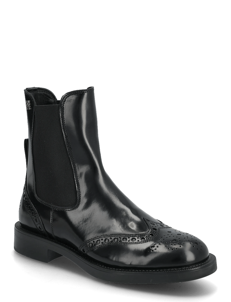 Tommy Hilfiger - BROGUE LEATHER CHELSEA BOOT - flade ankelstøvler - black - 0