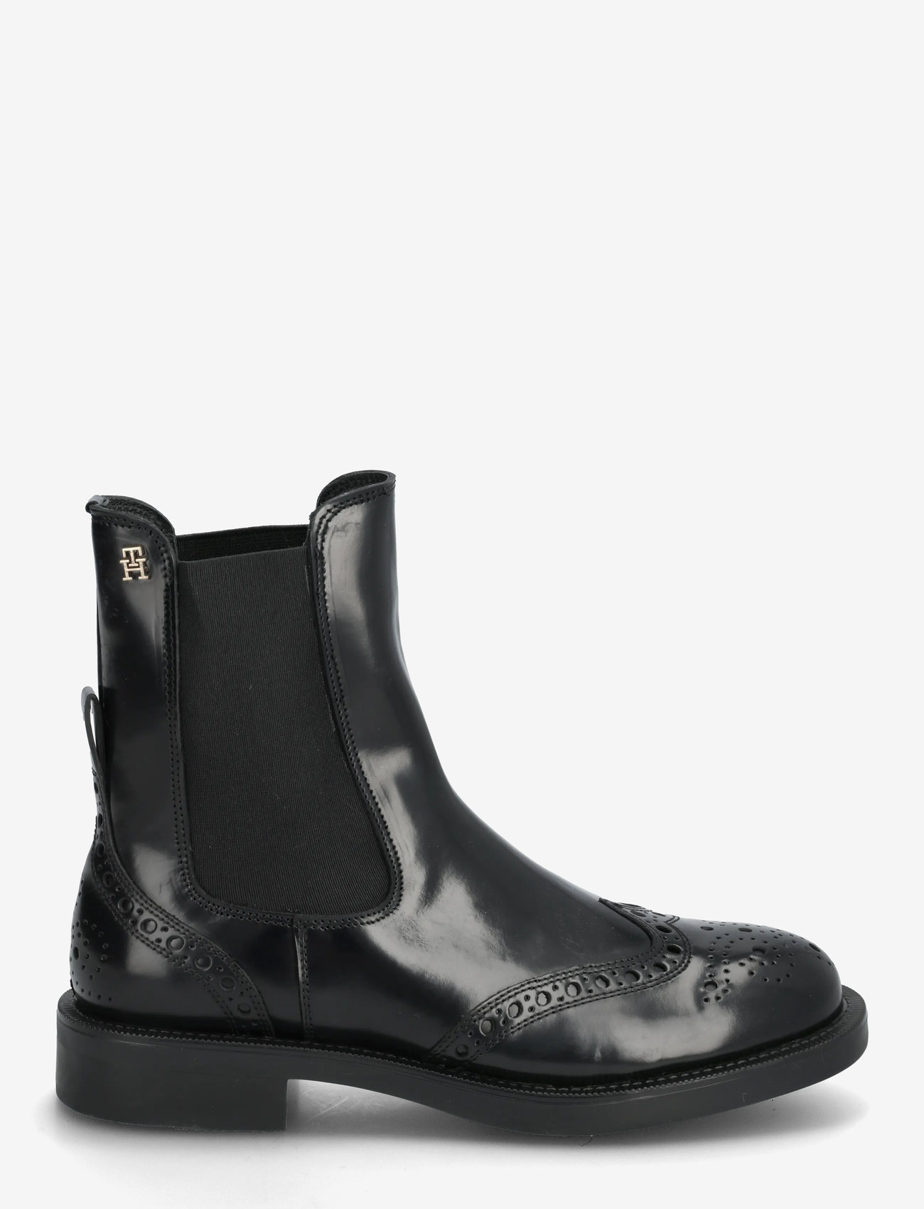 Tommy Hilfiger - BROGUE LEATHER CHELSEA BOOT - płaskie botki - black - 1