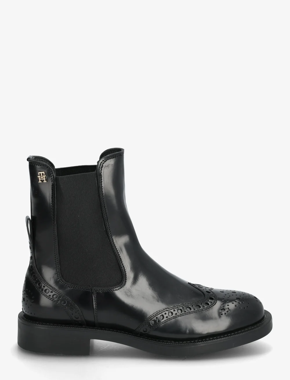 Tommy Hilfiger - BROGUE LEATHER CHELSEA BOOT - flache stiefeletten - black - 1