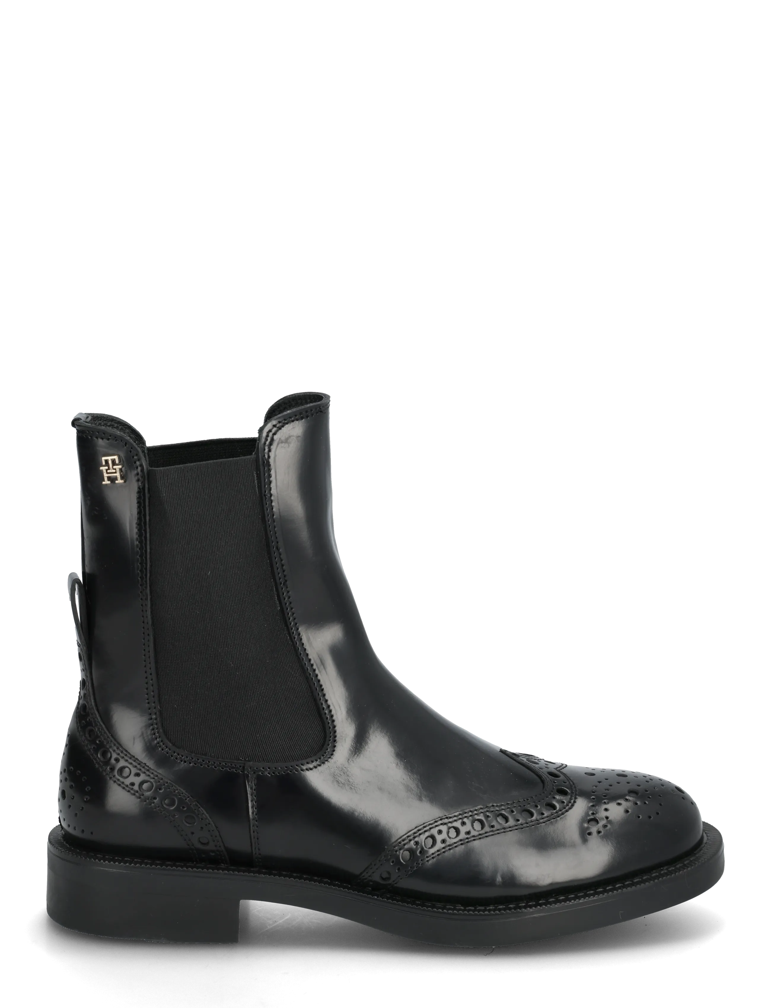 Tommy Hilfiger - BROGUE LEATHER CHELSEA BOOT - platta ankelboots - black - 1