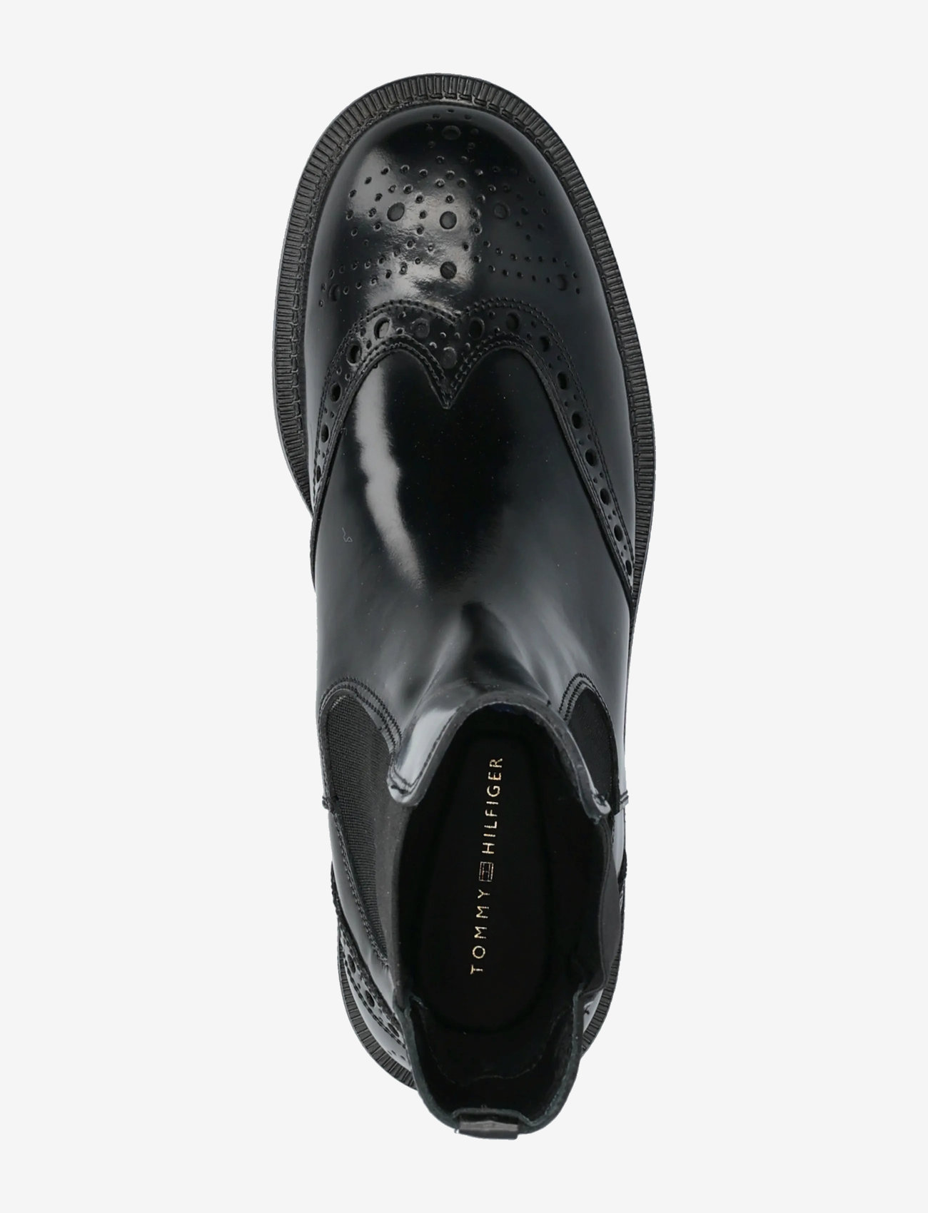 Tommy Hilfiger - BROGUE LEATHER CHELSEA BOOT - płaskie botki - black - 3