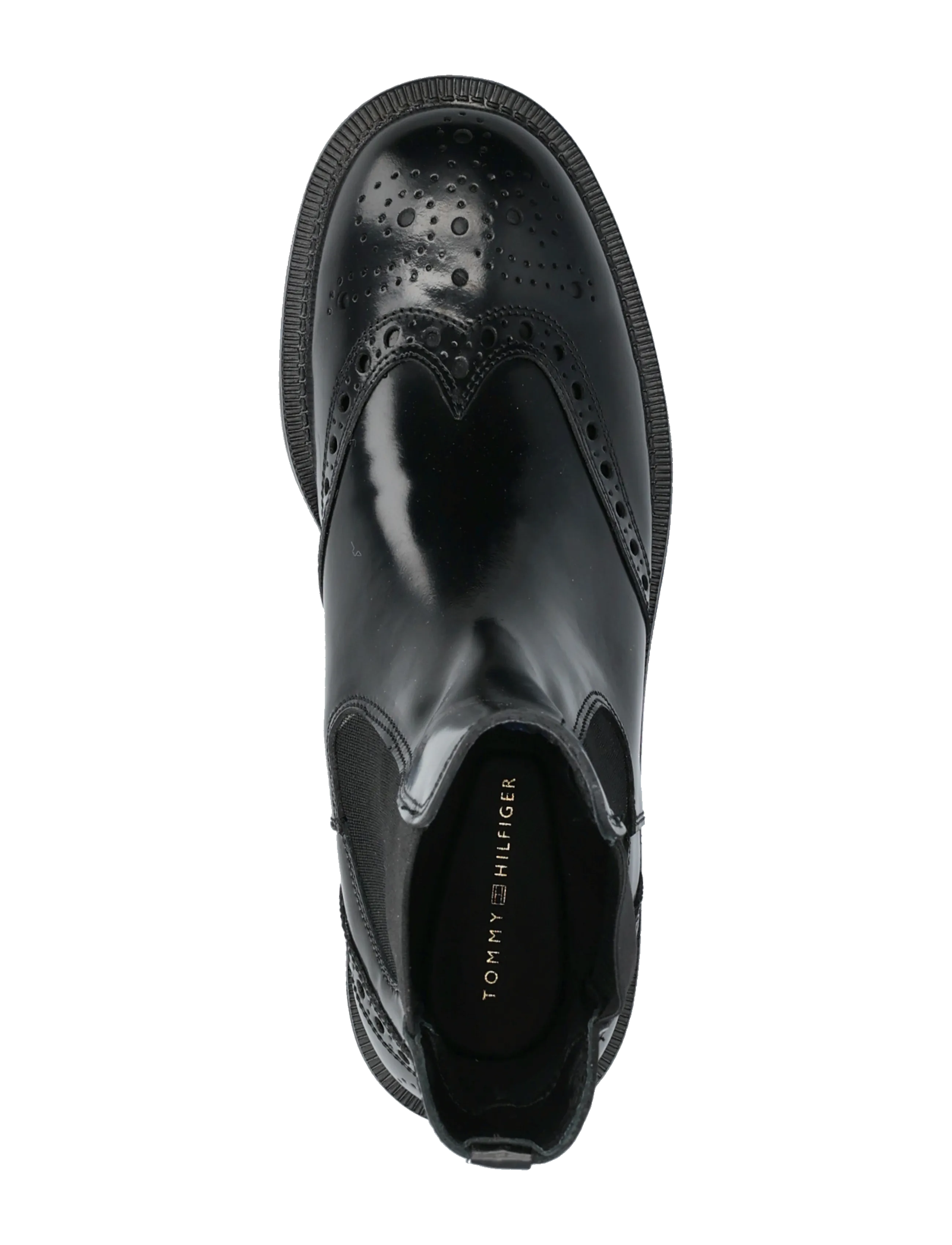 Tommy Hilfiger - BROGUE LEATHER CHELSEA BOOT - platta ankelboots - black - 3