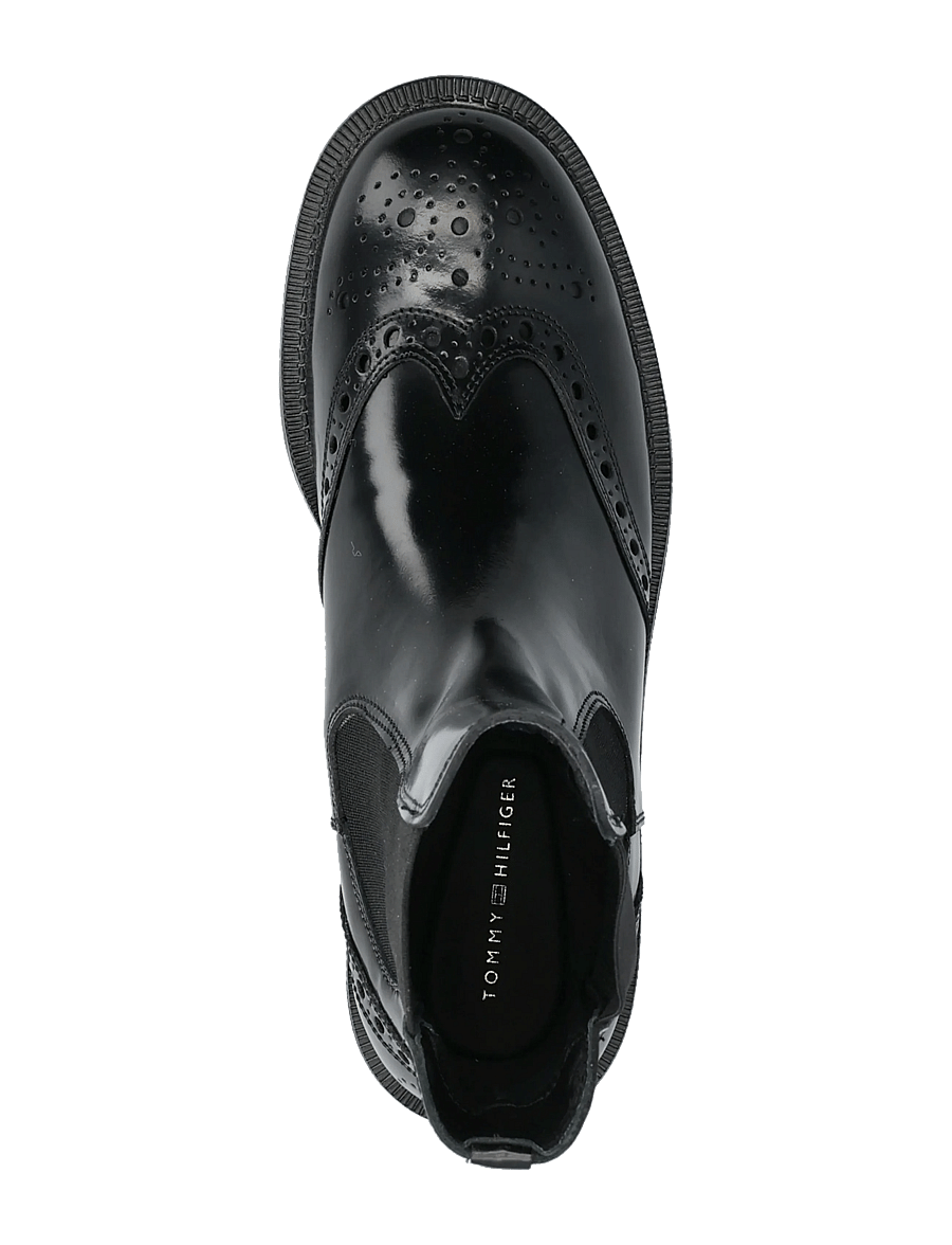 Tommy Hilfiger - BROGUE LEATHER CHELSEA BOOT - flade ankelstøvler - black - 3